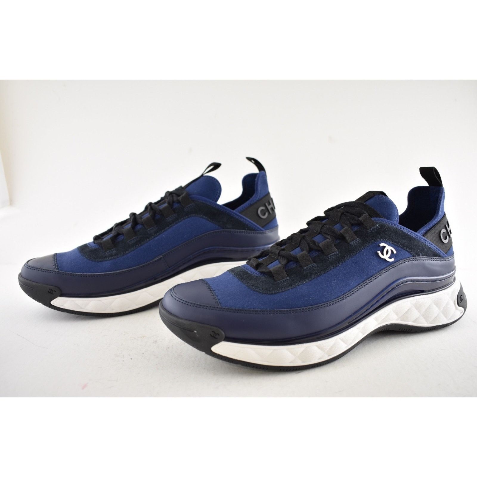 Chanel Chanel 20C Mens Blue Black White CC Logo Lace Up Low Size US 11 / EU 44 - 10 Thumbnail