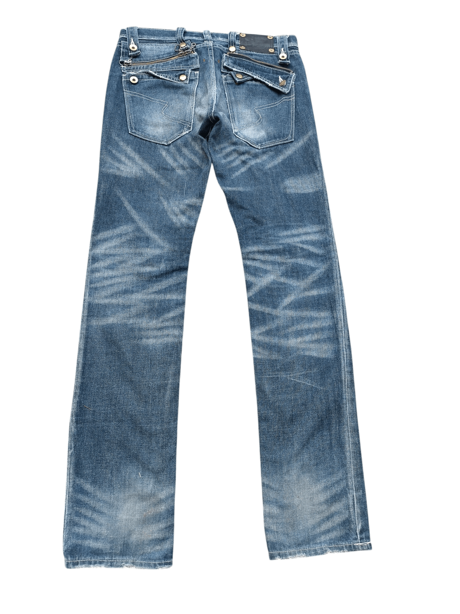 If Six Was Nine SEMANTIC DESIGN Japan Skinny Whiskers Faded Denim Size US 30 / EU 46 - 13 Thumbnail