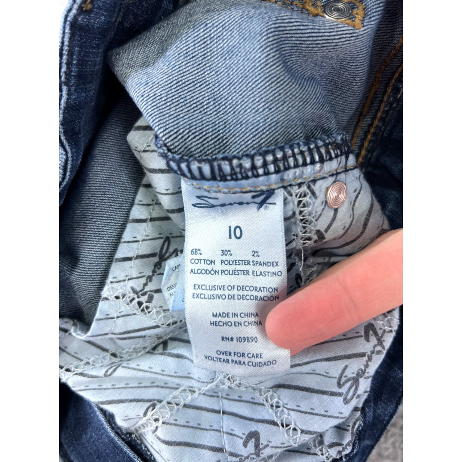 Vintage Seven7 Women's Skinny Jeans Medium Wash Blue Denim Tapered Mid Rise Embroidered 10 Size 32" / US 10 / IT 46 - 7 Thumbnail