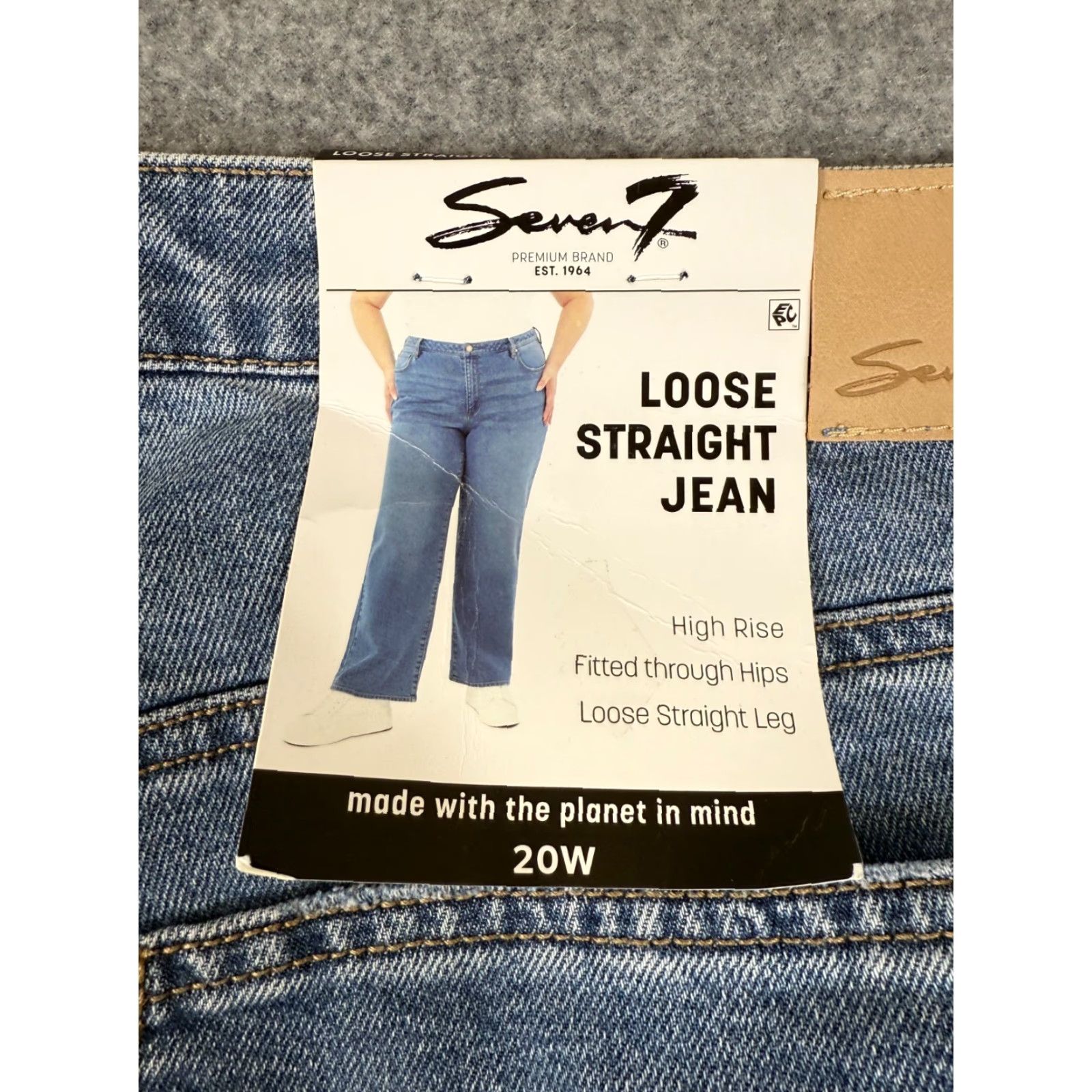 Vintage VINTAGE Seven7 High Rise Loose Straight Leg Jeans Womens 20W Blue Denim Stretch NWT Size 42" / US 20 - 5 Thumbnail
