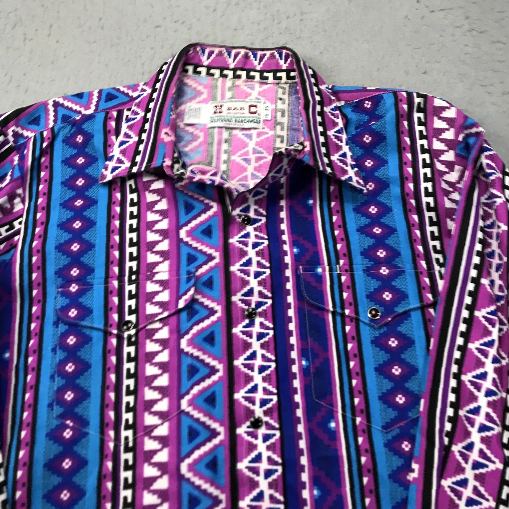 Vintage VINTAGE H Bar C Ranchwear Shirt Mens 16 35 Purple Pearl Snap Cowboy Rancher Size US L / EU 52-54 / 3 - 2 Thumbnail