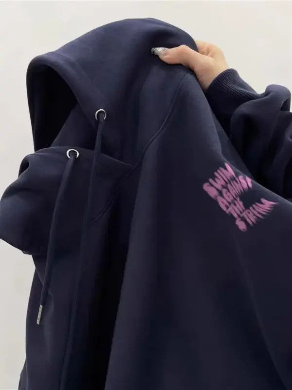 VIBE Vintage Heavy Shadow Letter Print Casual Hooded Sweatshirt Size US XL / EU 56 / 4 - 8 Thumbnail