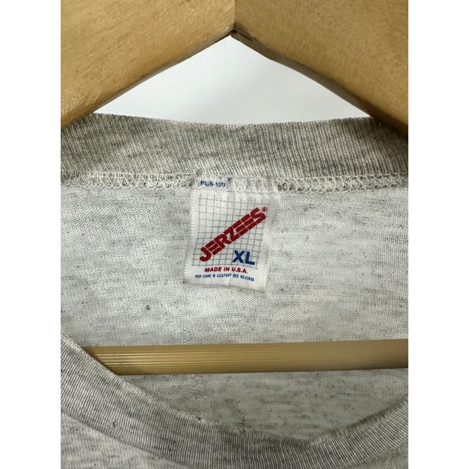 Jerzees VTG 90s State Wayland Wrestling Paper Thin Burnout Worn WIP T-Shirt XL Gray Mens Tee Front Thin Grunge 90s Size US XL / EU 56 / 4 - 3 Thumbnail
