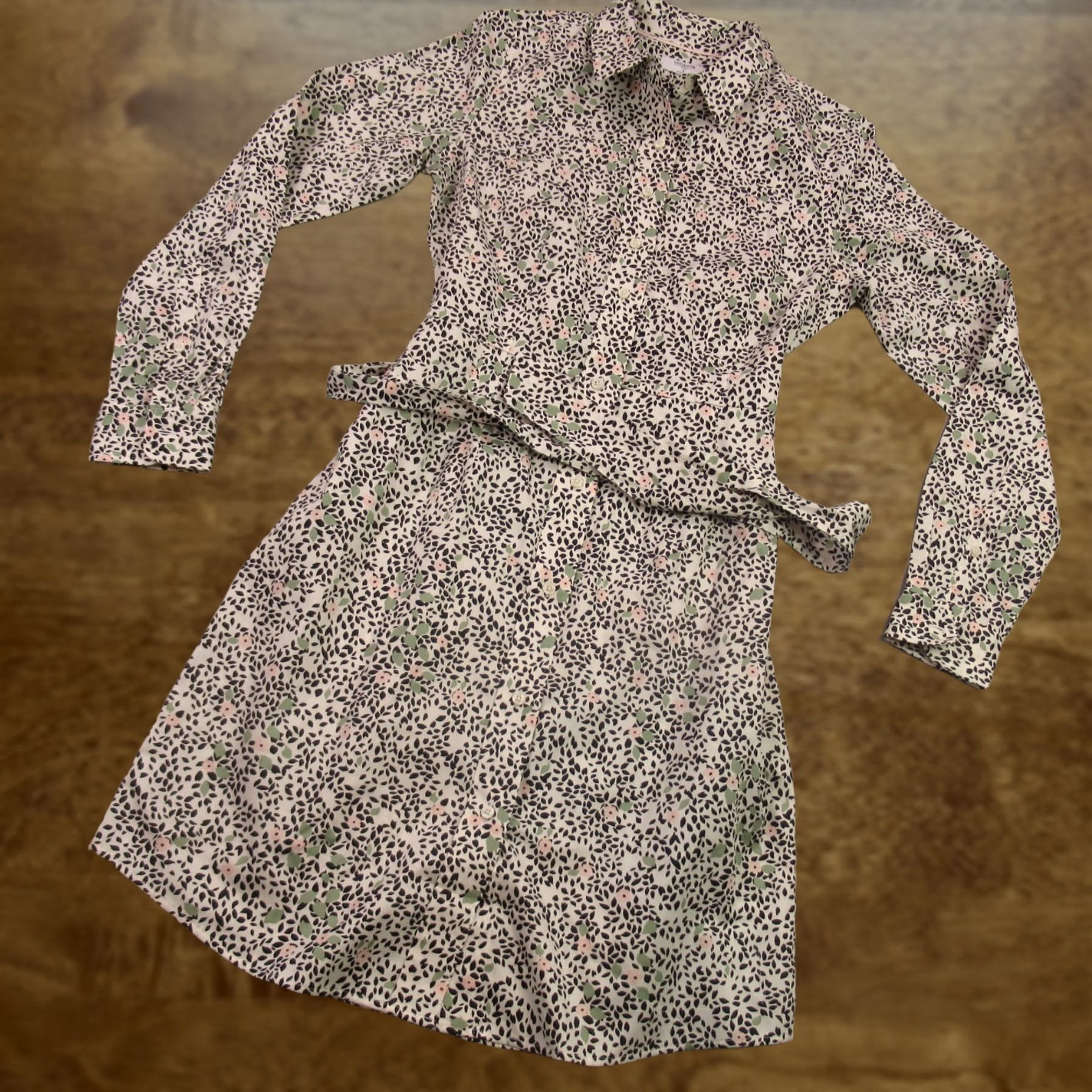 UNTUCKit Untuckit Dress Womens 4 Long Sleeve Button Front Lightweight Floral Shirt Dress Womens Mint Multicolor Casual Knit Cotton Blend Fall Size S / US 4 / IT 40 - 1 Thumbnail