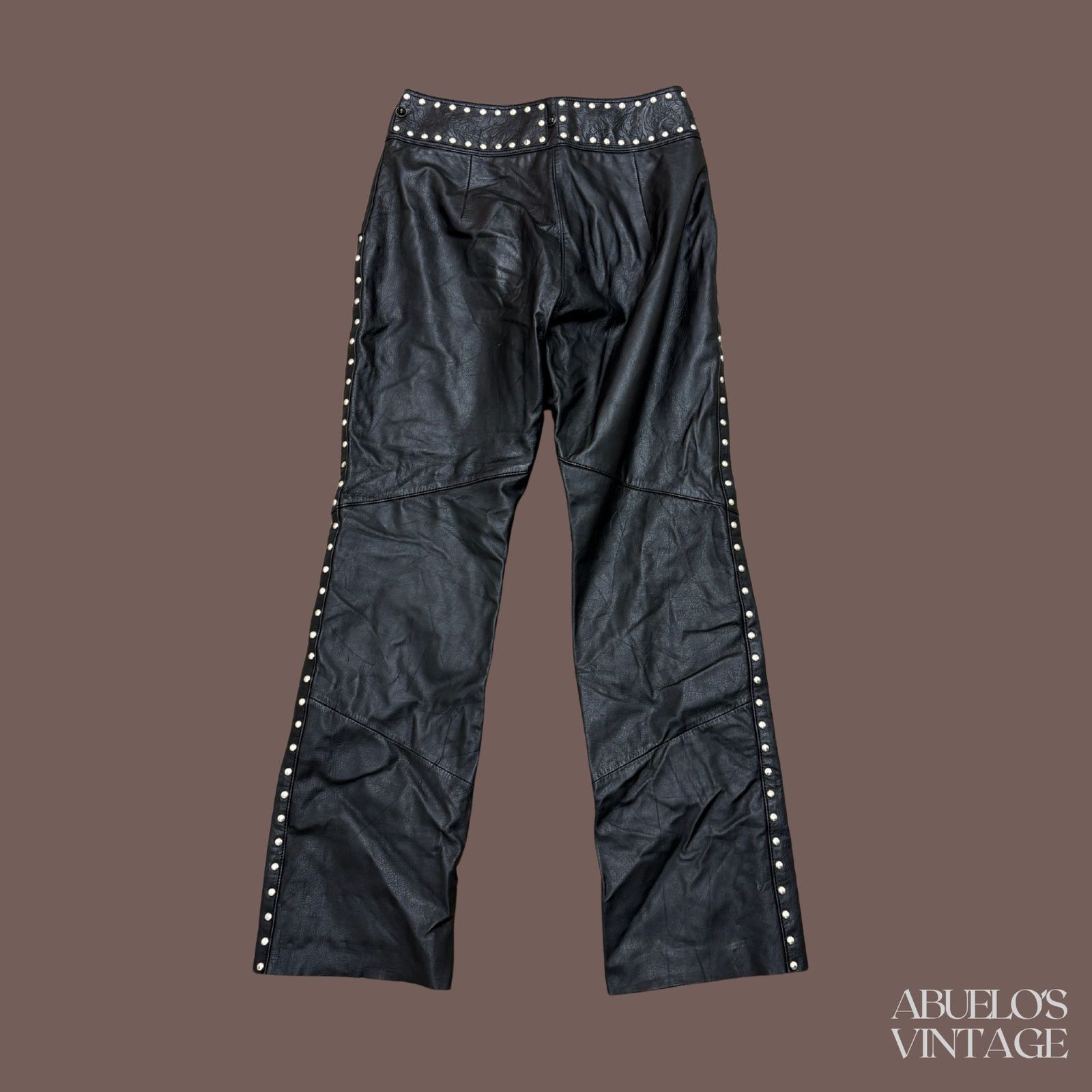 Harley Davidson VTG Leather Pants | Harley-Davidson Studded | Y2K Biker Size 28" / US 6 / IT 42 - 3 Thumbnail