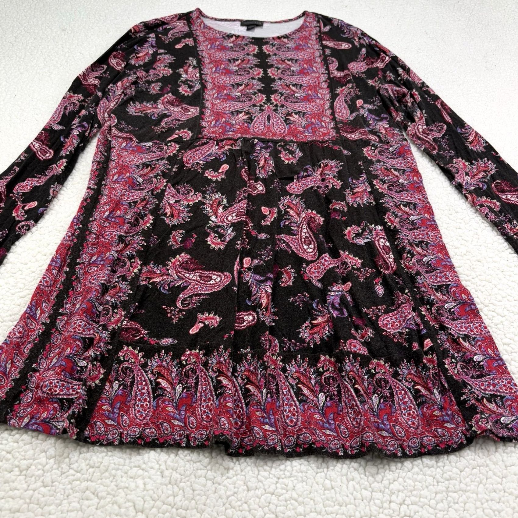 J. Jill J Jill Wearever Collection Pink Black Paisley Tunic Top Mini Dress Size M Size M / US 6-8 / IT 42-44 - 2 Thumbnail