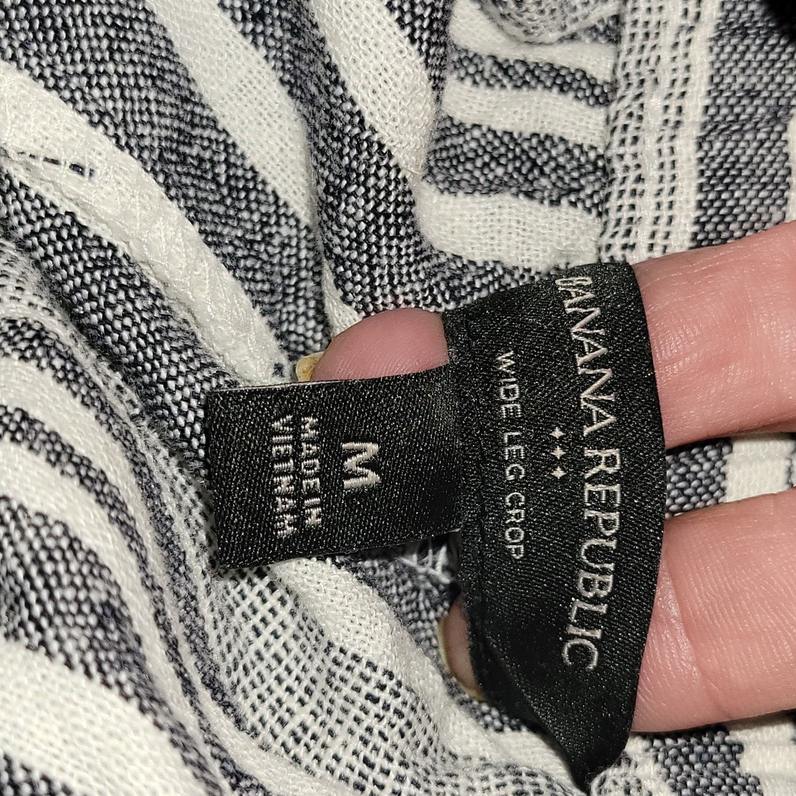 Banana Republic Banana Republic Blue White Medium Petite Wide Leg Crop Linen Size 30" / US 8 / IT 44 - 8 Thumbnail