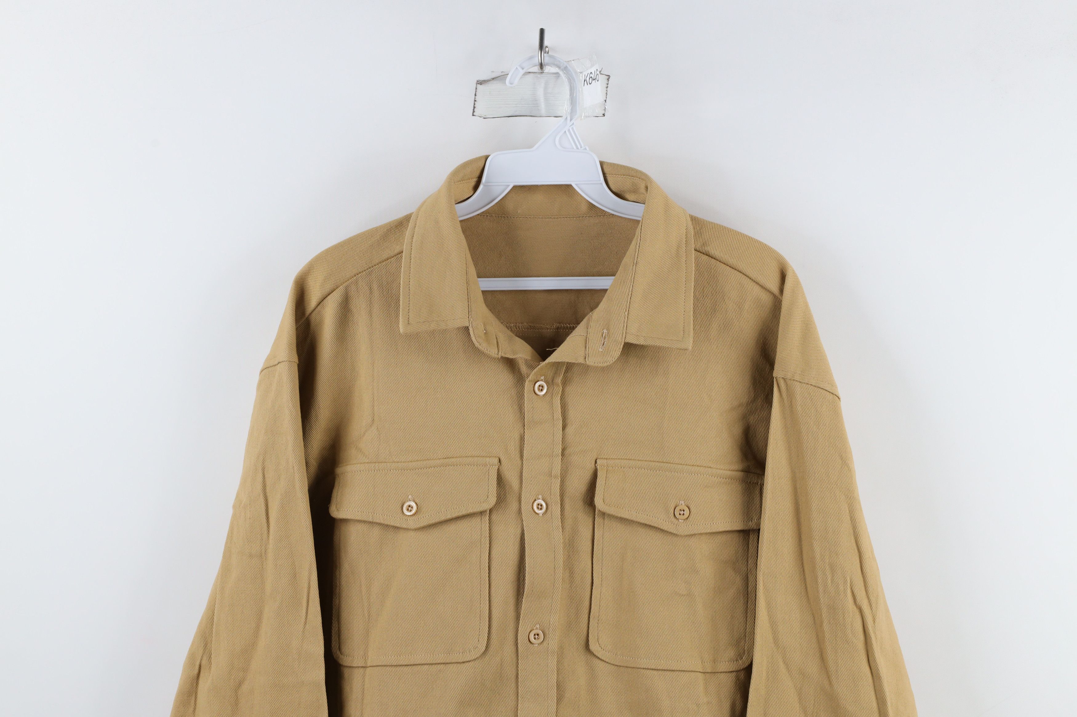 Vintage Vintage 90s Streetwear Collared Button Shirt Wheat Brown Size US L / EU 52-54 / 3 - 2 Thumbnail
