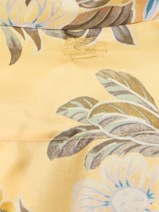 Etro o1lsvrm0425 Printed Silk Short Sleeve Shirt in Yellow Size US M / EU 48-50 / 2 - 4 Thumbnail
