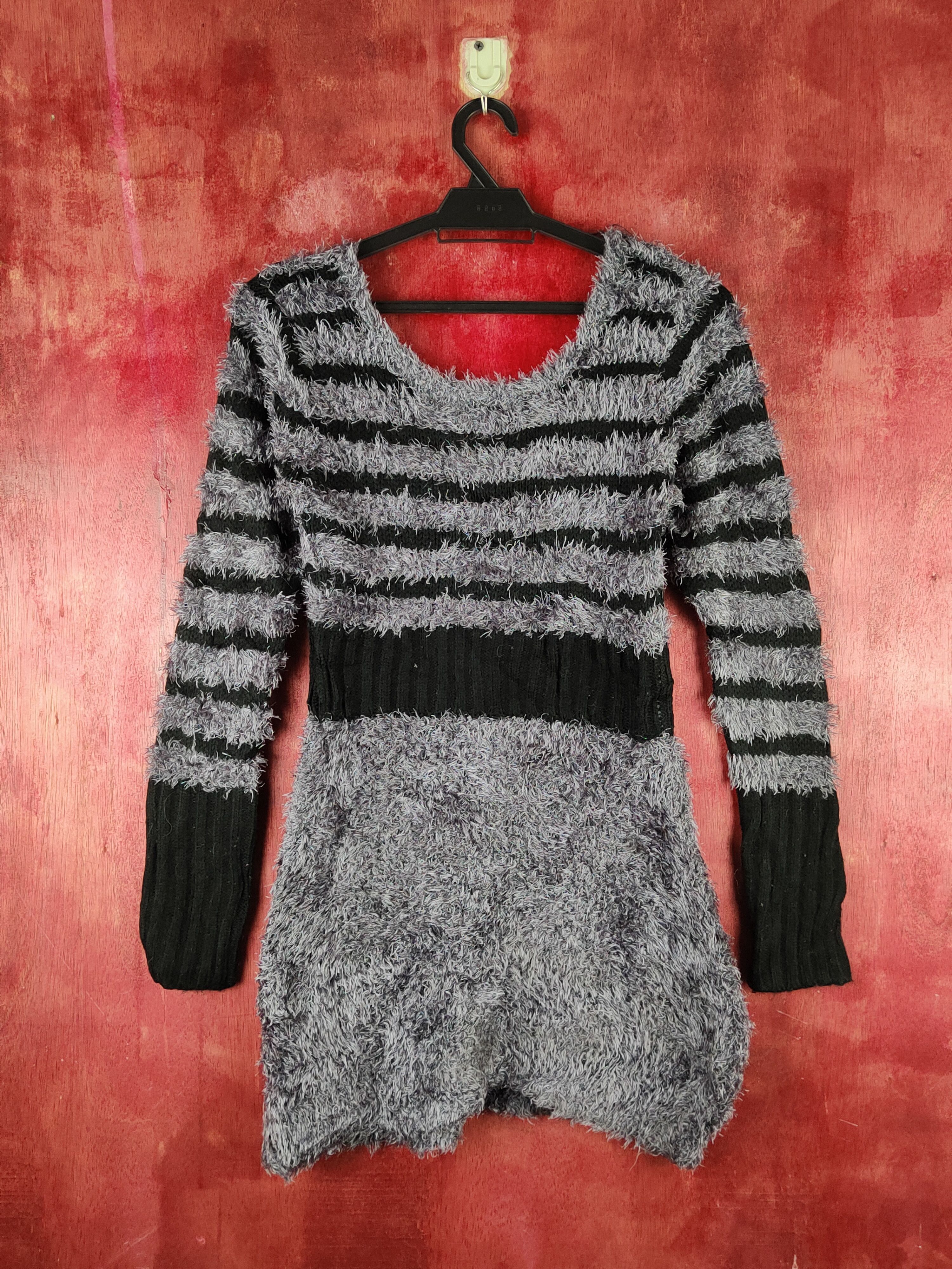 Homespun Knitwear × Japanese Brand × Vintage Edge Line Dark Gray Shag Shaggy Fur Mohair Knitwear #S1976 Size XS / US 0-2 / IT 36-38 - 7 Thumbnail