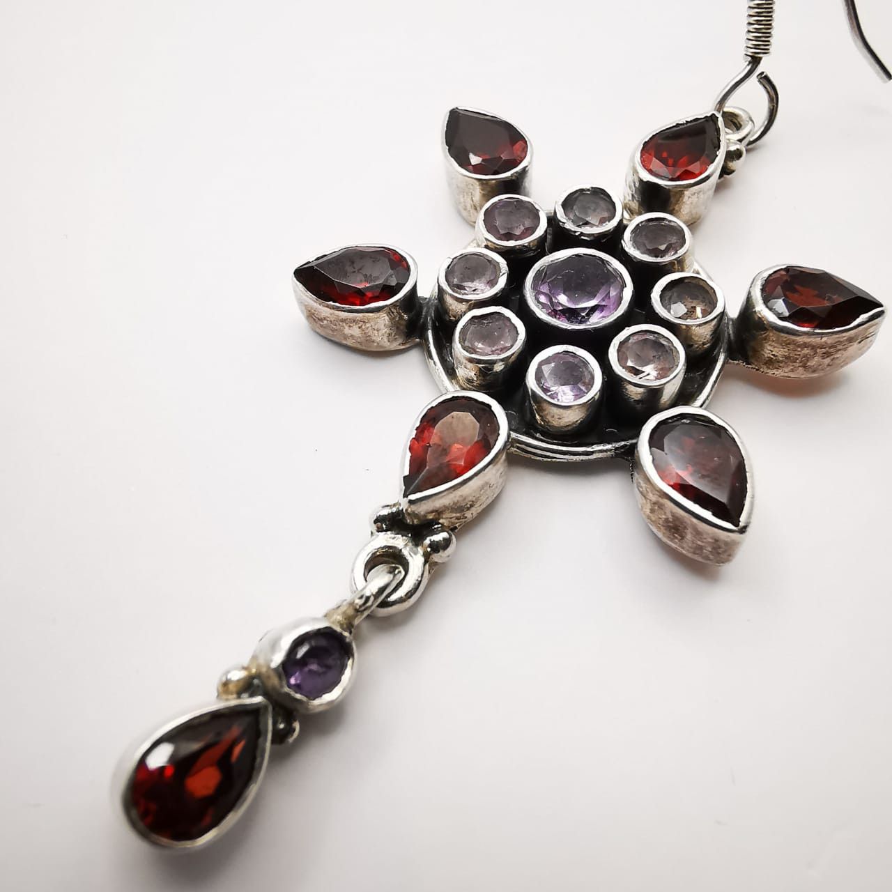 Vintage Vintage Earrings 925 Sterling Silver,Jewelry,Garnet,Amethyst Size ONE SIZE - 3 Thumbnail