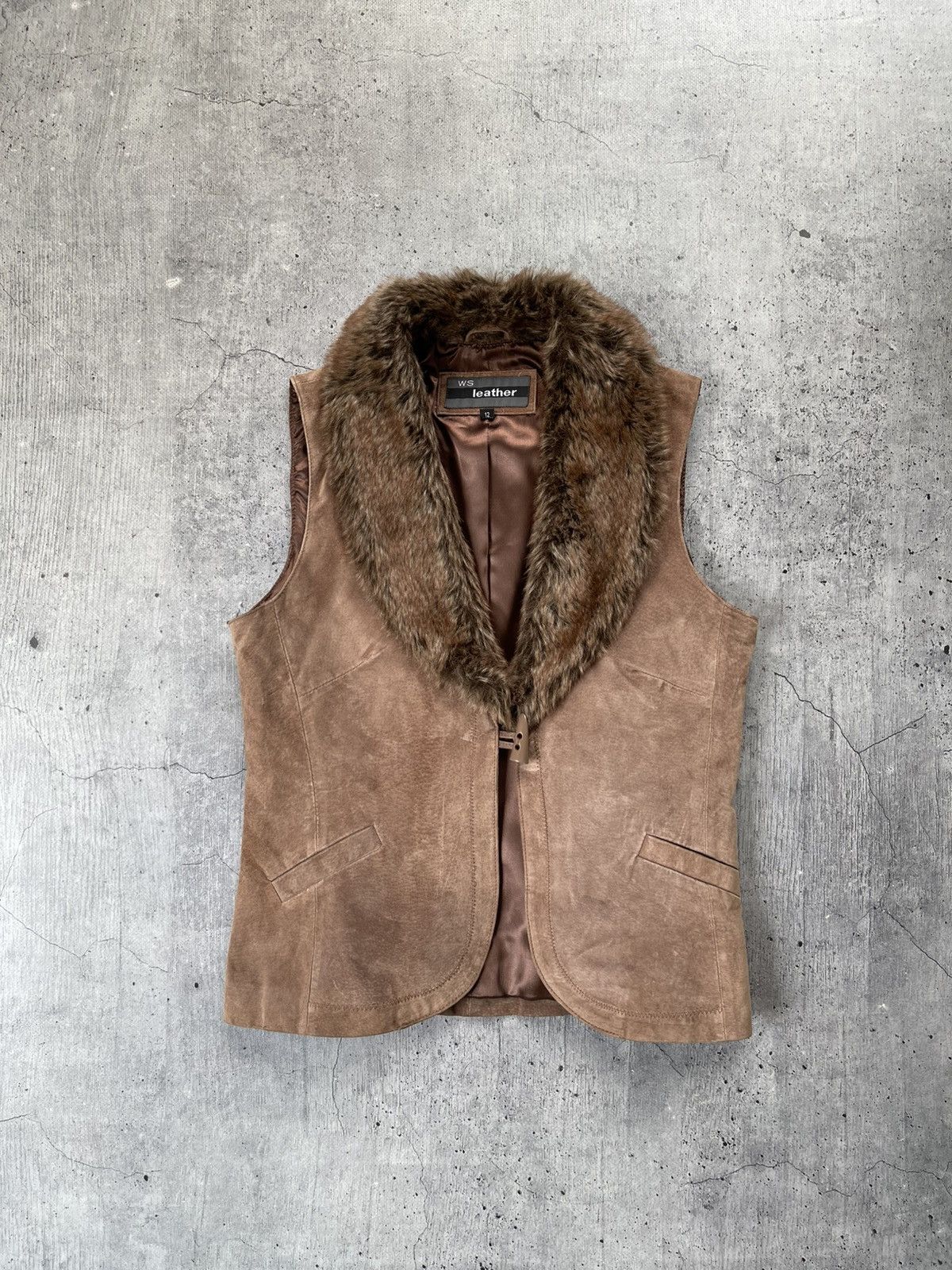 Genuine Leather × Sears × Vintage VINTAGE Y2K LEATHER FUR VEST Size US XS / EU 42 / 0 - 1 Thumbnail