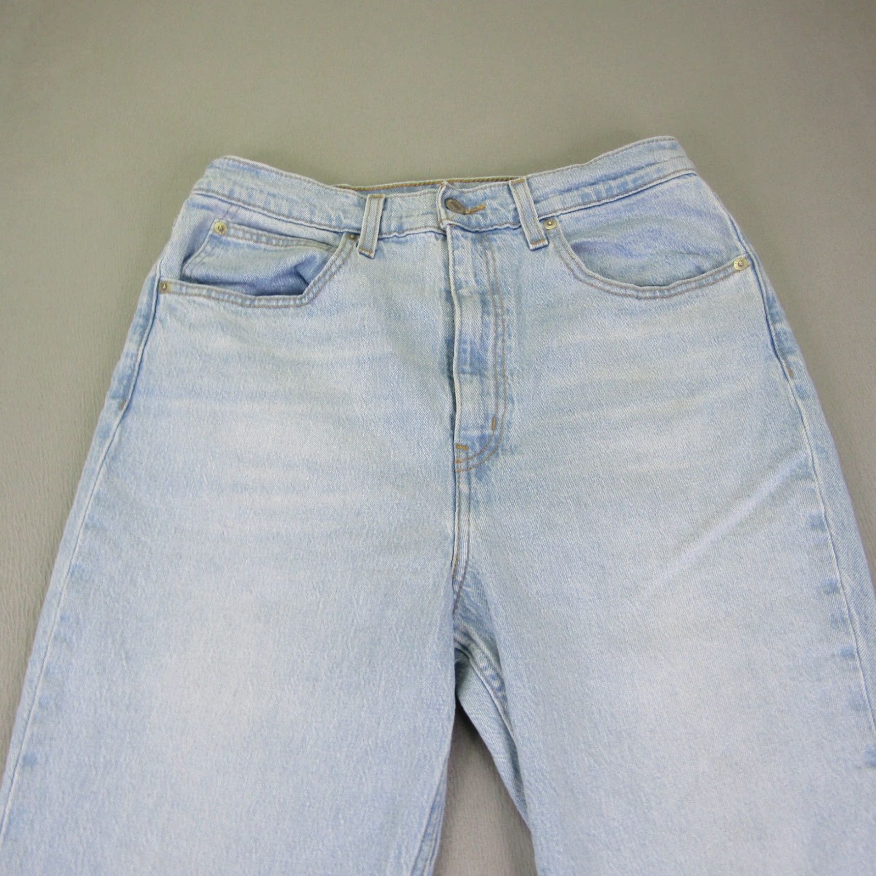 Levi's Levis Jeans Womens 30x29 Blue Denim 70s High Slim Straight Light Wash Fray Pants Size 30" / US 8 / IT 44 - 3 Thumbnail