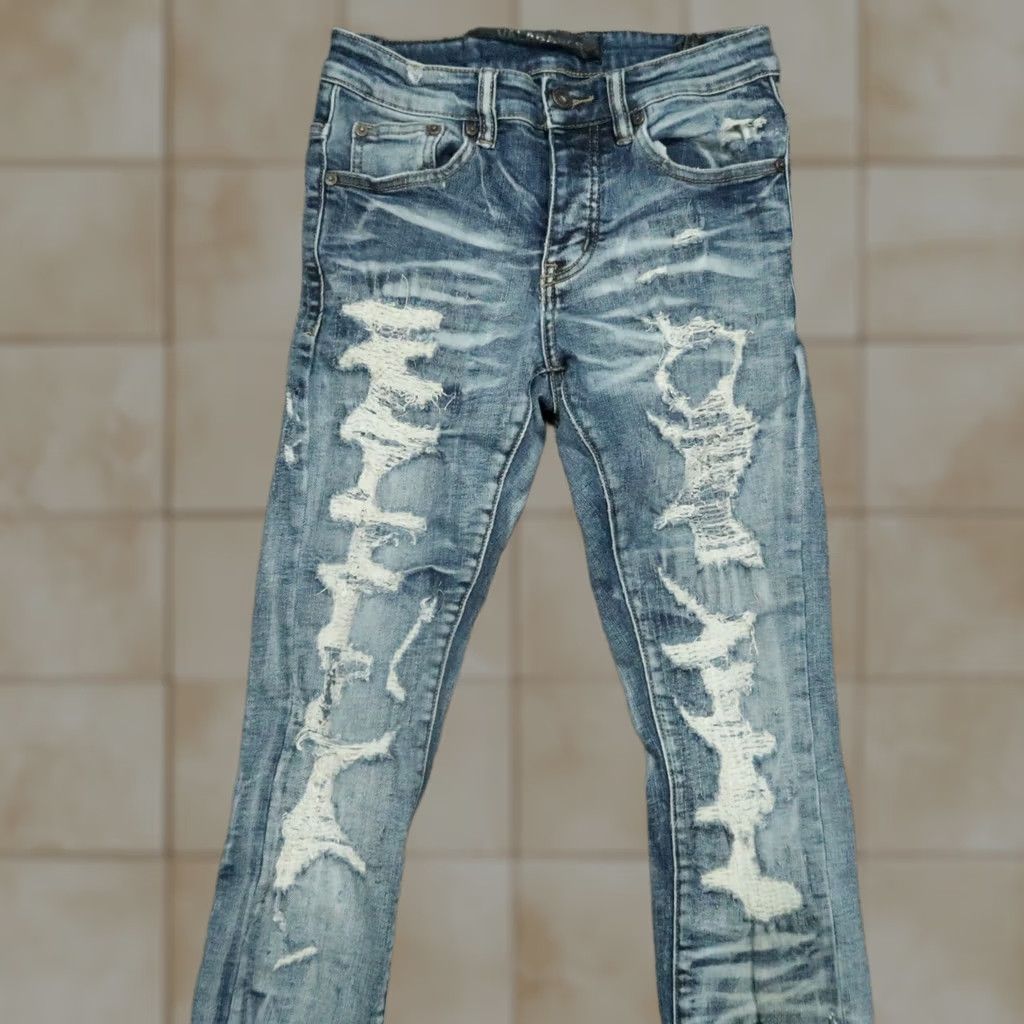 Denime Valabasas Jeans Mens 28x32 Light Blue Distressed Slim Skinny Stretch Denim Shirt? Size US 28 / EU 44 - 1 Thumbnail