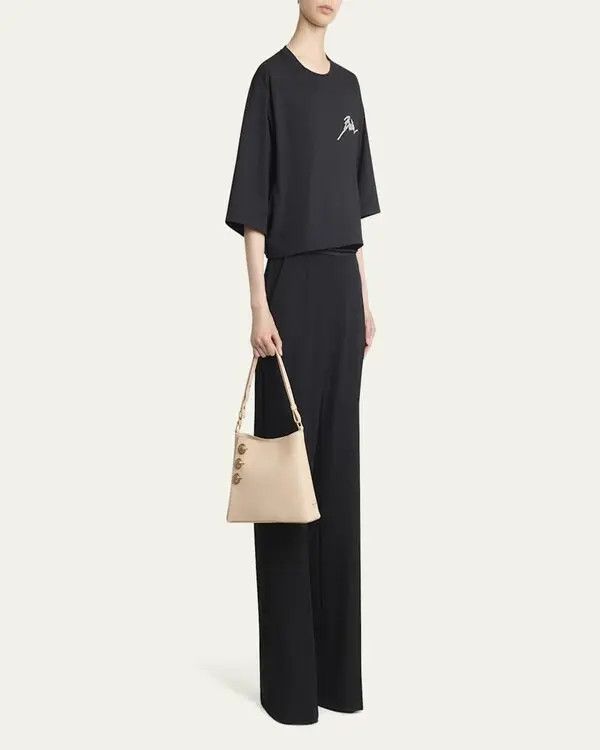 Balmain o1s1wg111225 Size:OS/Embleme Leather Shoulder Bag in Pink Size ONE SIZE - 5 Thumbnail