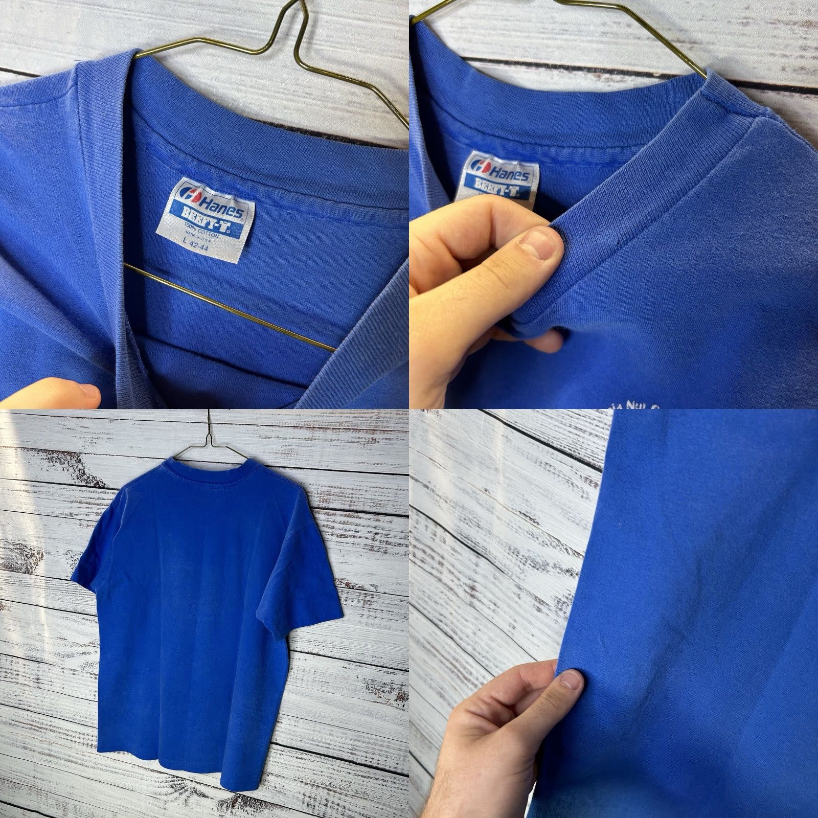 Hanes VINTAGE Hanes T-Shirt 80s 90s Graphic Print Honolulu Hawaii Honokaa Macadamia Nuts Crew Neck Short Sleeve Blue Medium Men Size US M / EU 48-50 / 2 - 8 Thumbnail