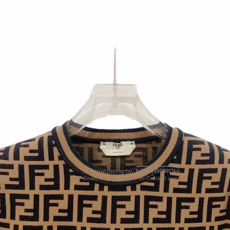 Fendi Fendi Brown logo letter full-printed round neck long-sleev Size XXS / US 00 / IT 34 - 3 Thumbnail