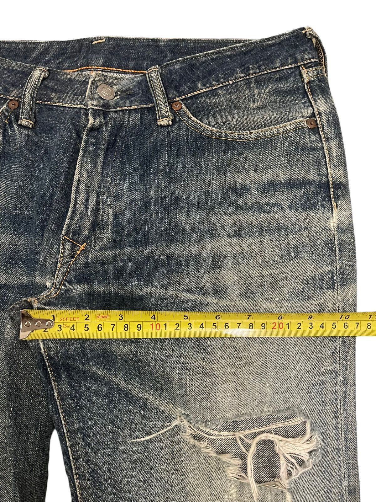 45rpm Vintage Japanese 45rpm Studio Blue Wash Distress Loose Jeans Size US 32 / EU 48 - 12 Thumbnail