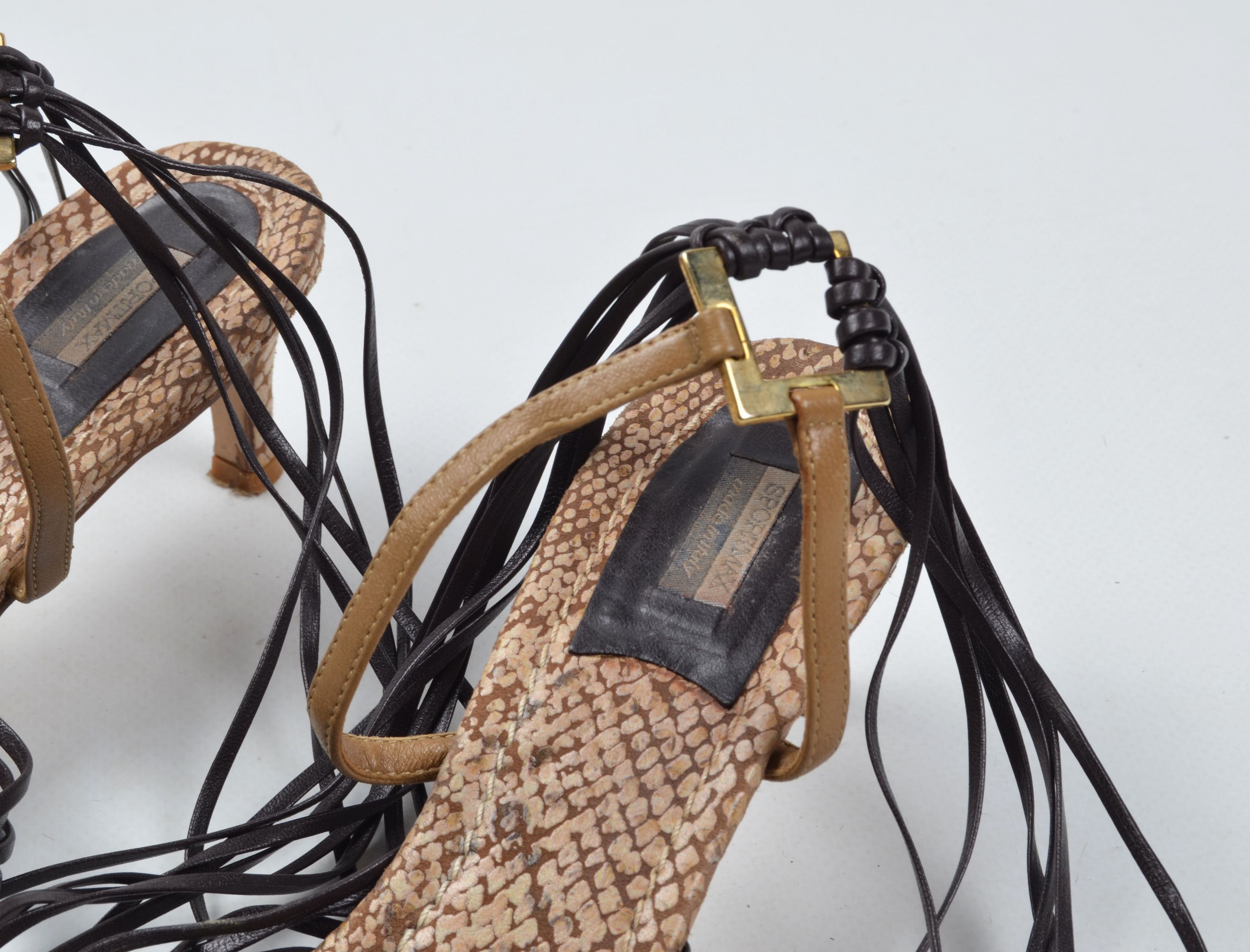 Designer × Max Mara × Vintage Max Mara Y2K Leather Kitten Heel Lace-Up Mules Sandals Size US 7 / IT 37 - 3 Thumbnail