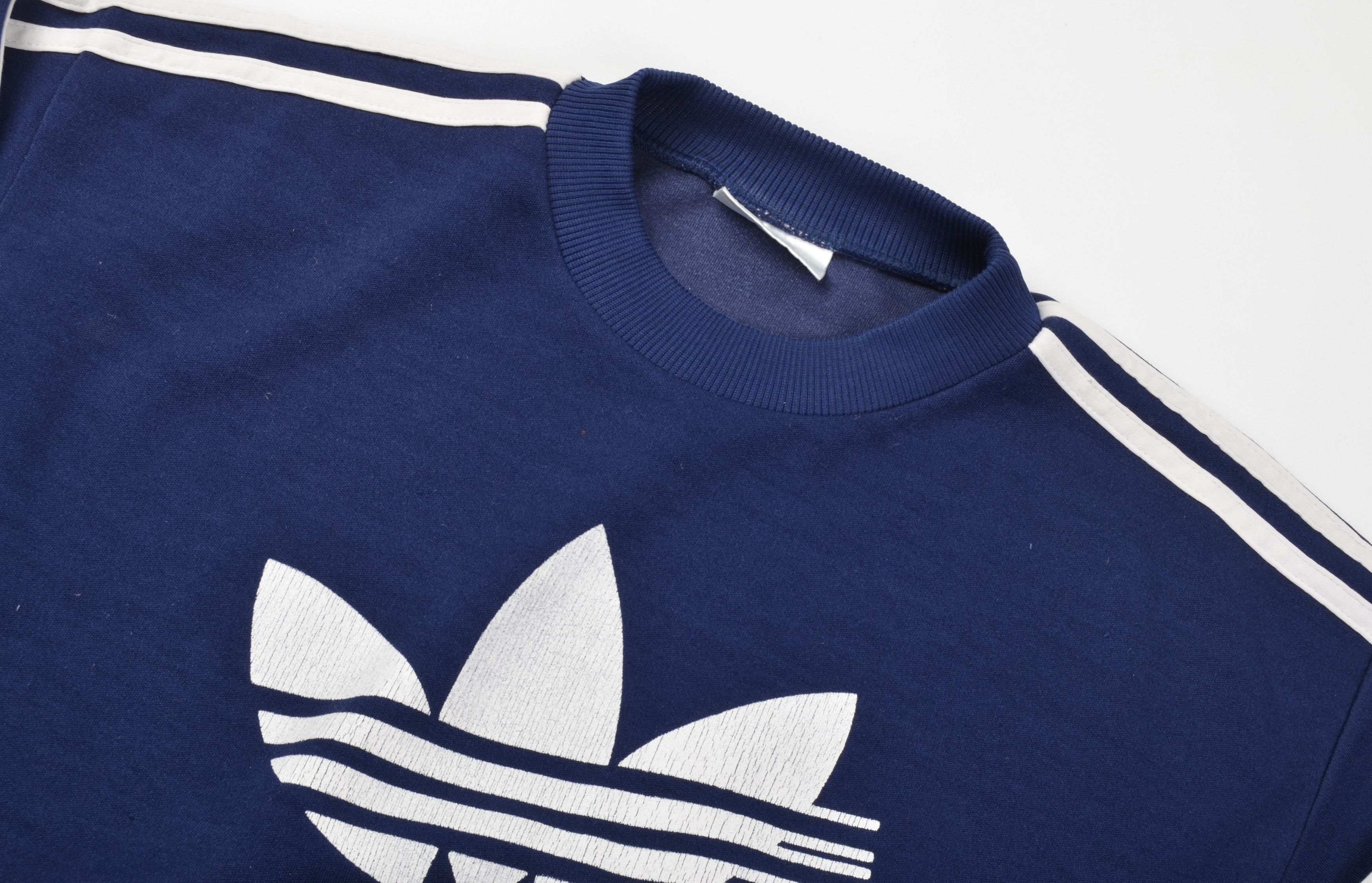 Adidas Vintage Adidas 80's Trefoil Blue Crewneck Baggy Sweatshirt Size US M / EU 48-50 / 2 - 2 Thumbnail