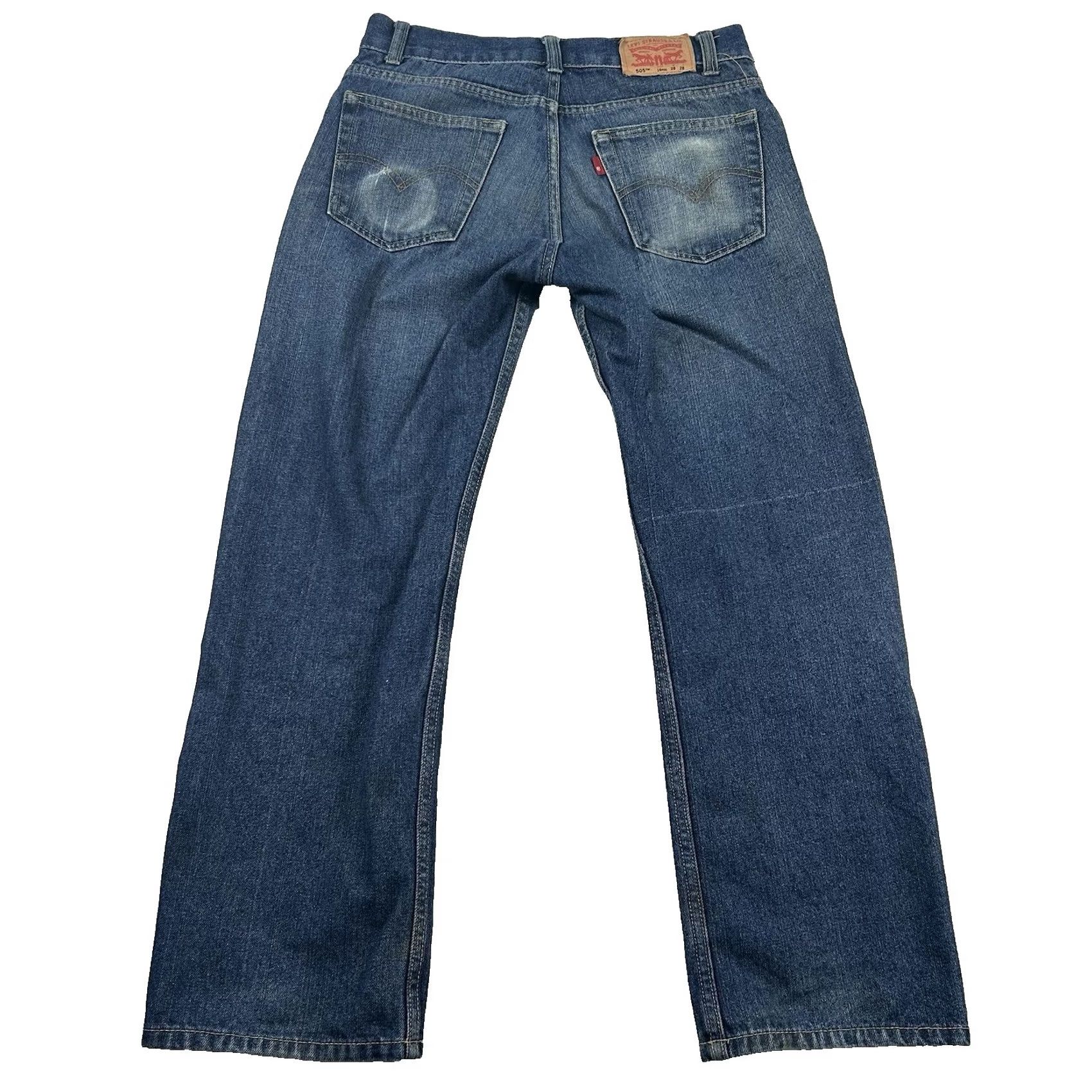 Levi's VINTAGE Levi's 505 Jeans Womens 16 Reg Straight Distressed Y2K 28x27 Blue 100% Cotton Denim Jeans Mens Womens Boys Girls Size 38" / US 16 / IT 52 - 2 Thumbnail