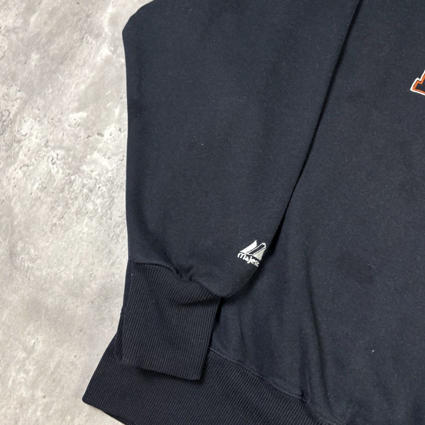 NHL VINTAGE Majestic Philadelphia Flyers Hoodie Pullover Embroidered NHL XL Black 90s Mens Hamper? Size US XL / EU 56 / 4 - 7 Thumbnail