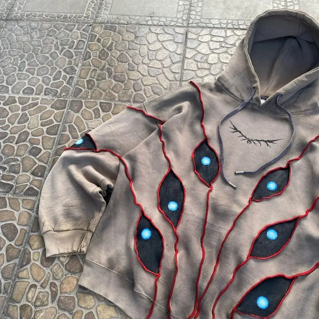 Other Fashion Eye Pattern Patchwork Hoodie Size US M / EU 48-50 / 2 - 2 Thumbnail