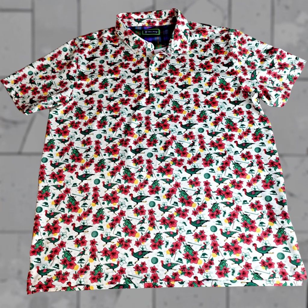 Vintage William Murray Polo Shirt XL White Greenskeeper All Over Print Performance Shirt Mens Polo XL White Size US XL / EU 56 / 4 - 1 Thumbnail