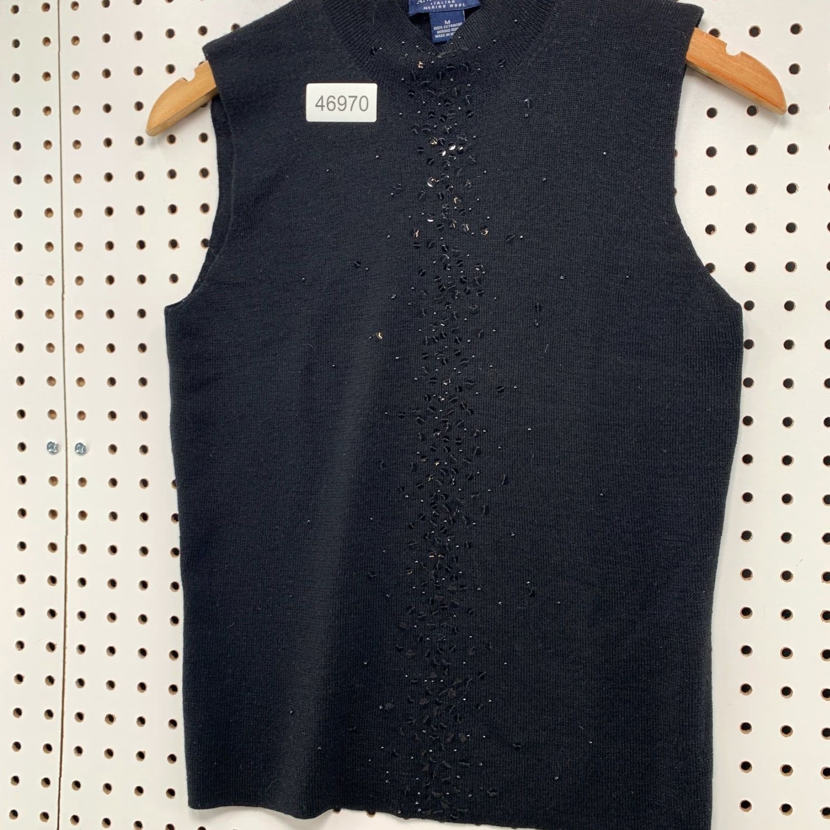 Ann Taylor Ann Taylor Italian Merino Wool Top Womens Medium Sleeveless Black Embellished Mock Neck Tank"} Size M / US 6-8 / IT 42-44 - 6 Thumbnail