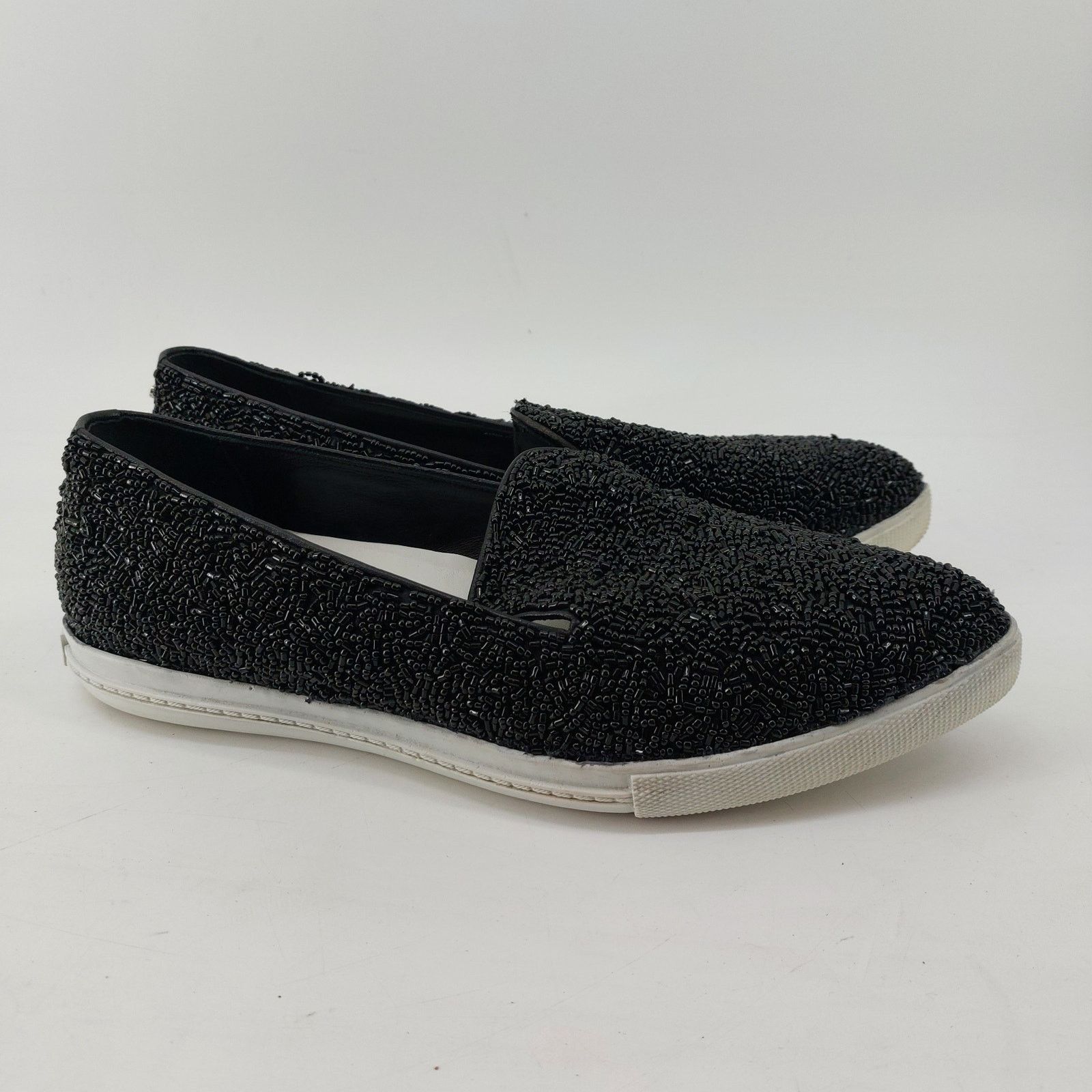 Alice + Olivia Alice + Olivia Beaded Sneaker Shoe Black Leather Point Toe Size US 9 / IT 39 - 7 Thumbnail