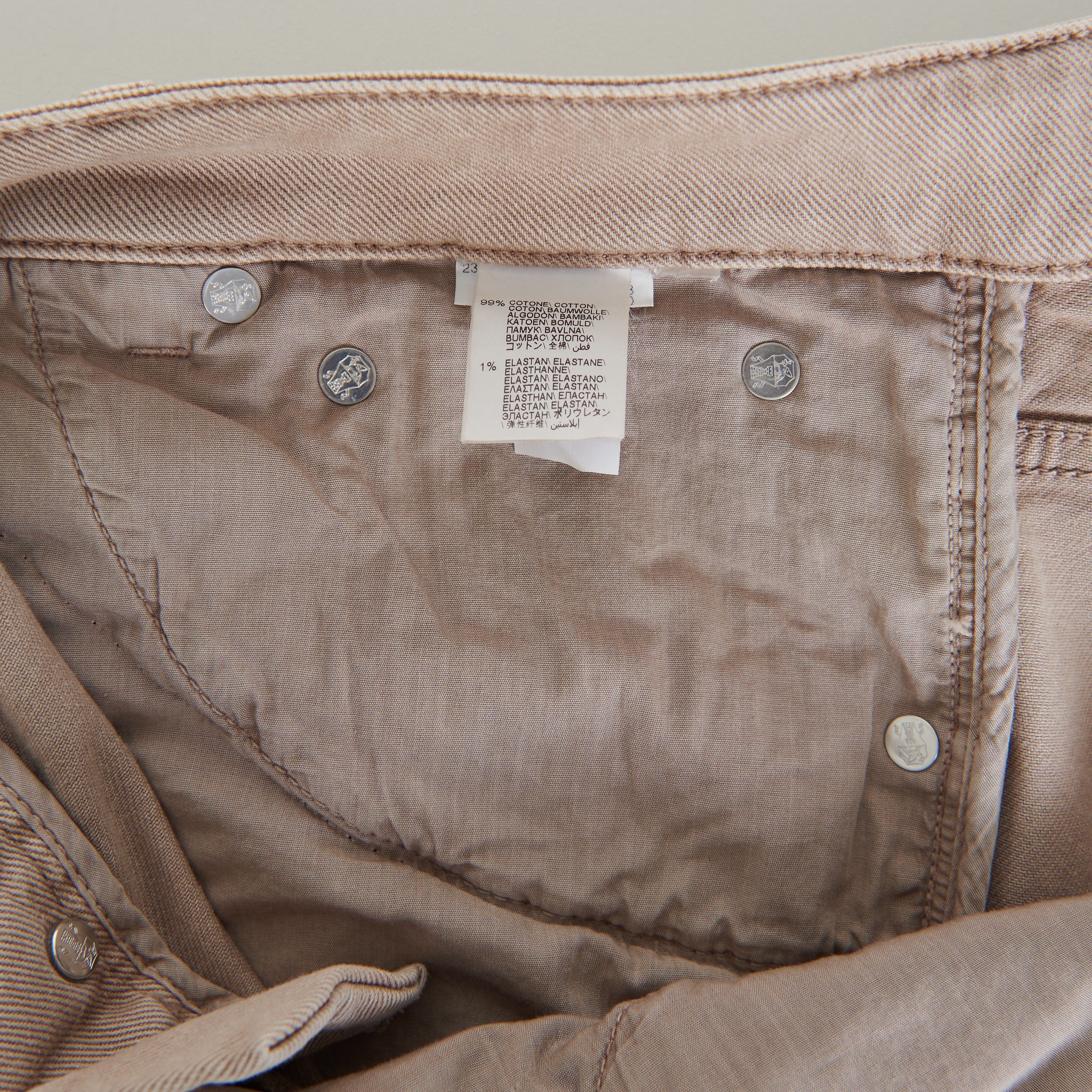 Brunello Cucinelli Light Brown Stretch Denim Trousers - Slim Fit, Five-Pocket Size US 40 / EU 56 - 15 Thumbnail