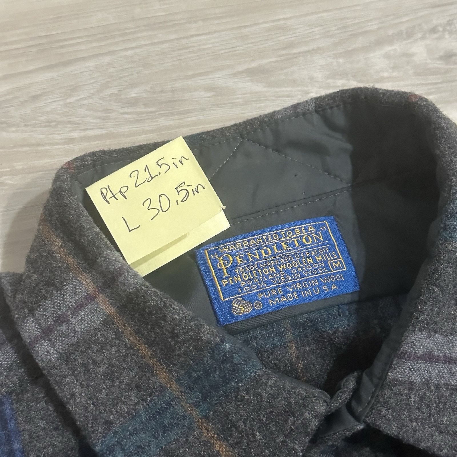Pendleton VTG 80s Pendleton Wool Trail Shirt Grey Plaid Elbow Patch Size US M / EU 48-50 / 2 - 5 Thumbnail