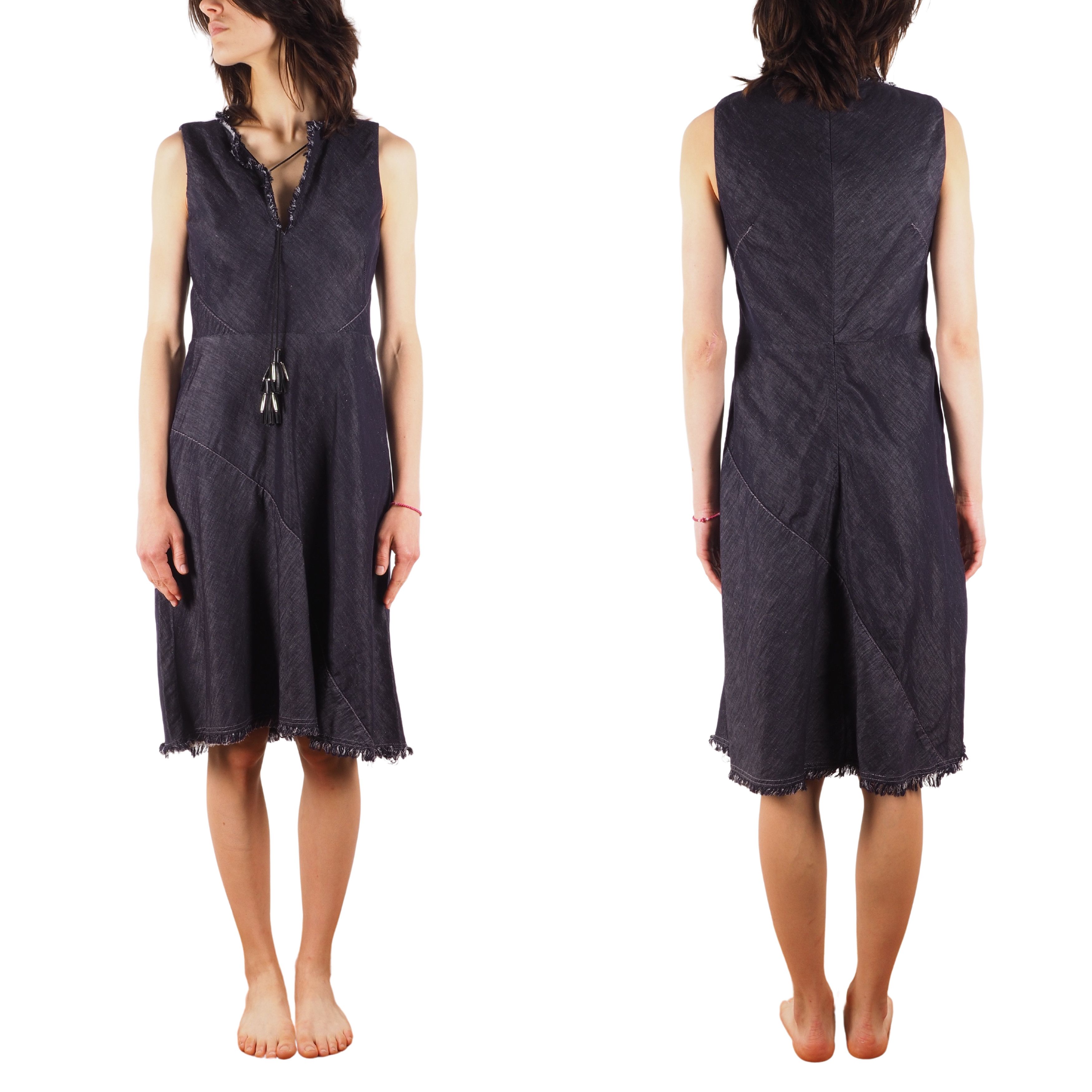 DOROTHEE SCHUMACHER DOROTHEE SCHUMACHER Denim Blue Cotton Linen Dress Size S / US 4 / IT 40 - 2 Thumbnail