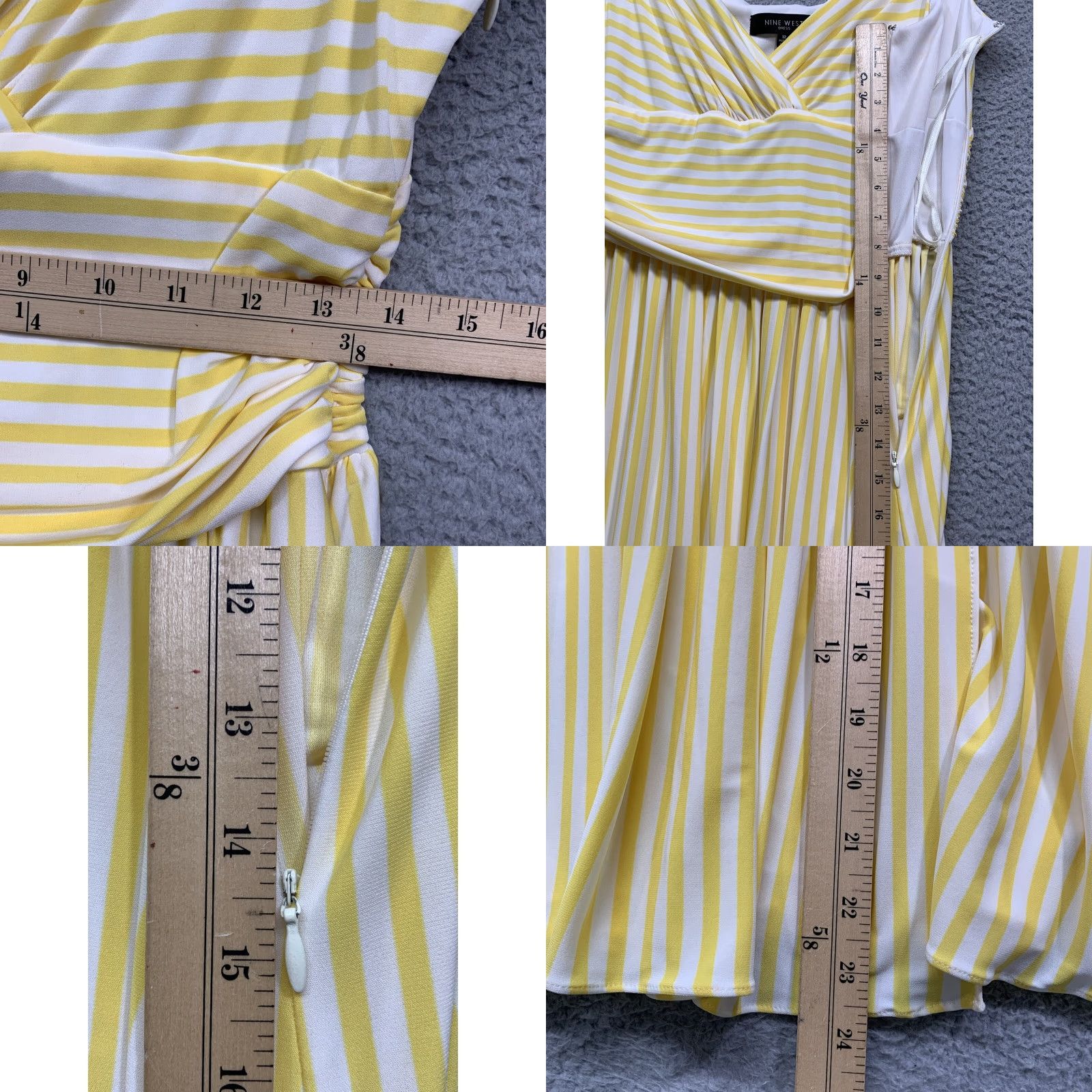 Nine West Nine West Women's Dress Size 12 Yellow White Stripe Fit & Flare Lined Zipper Knee Length Shirt Womens 12 Yellow & White Stripe Fit & Flare Size XL / US 12-14 / IT 48-50 - 8 Thumbnail