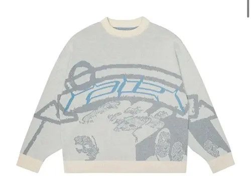 VIBE Oversized Graphic Knitted Sweatshirt Sweater Pullover Size US XL / EU 56 / 4 - 5 Thumbnail