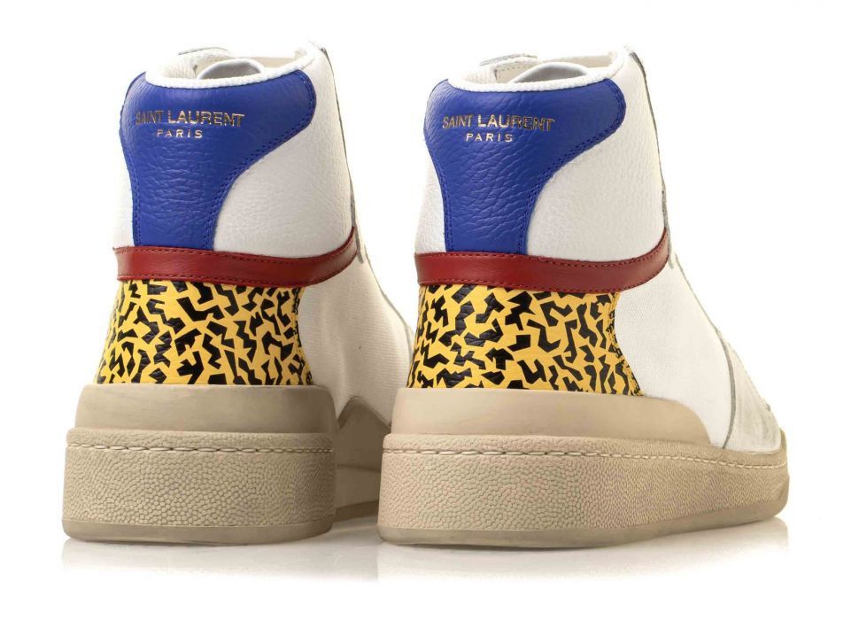 Saint Laurent Paris o1s1wg111024 SL24 Mid-Top Sneakers Canvas Leather Suede Size US 5.5 / IT 35.5 - 3 Thumbnail