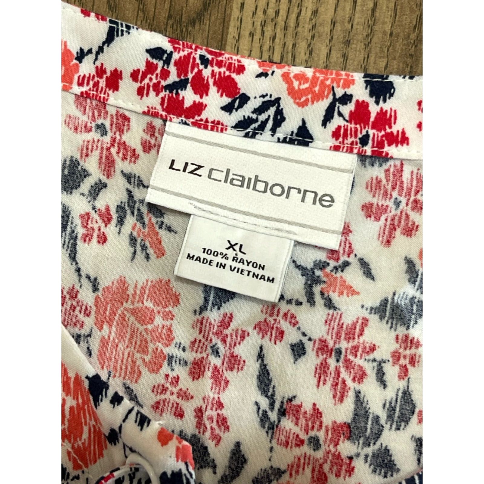 Liz Claiborne Liz Claiborne Shirt Women's XL Floral Tie Collar Pink White Blue Sleeveless Casual Modern Basic T-Shirt Size XL / US 12-14 / IT 48-50 - 6 Thumbnail