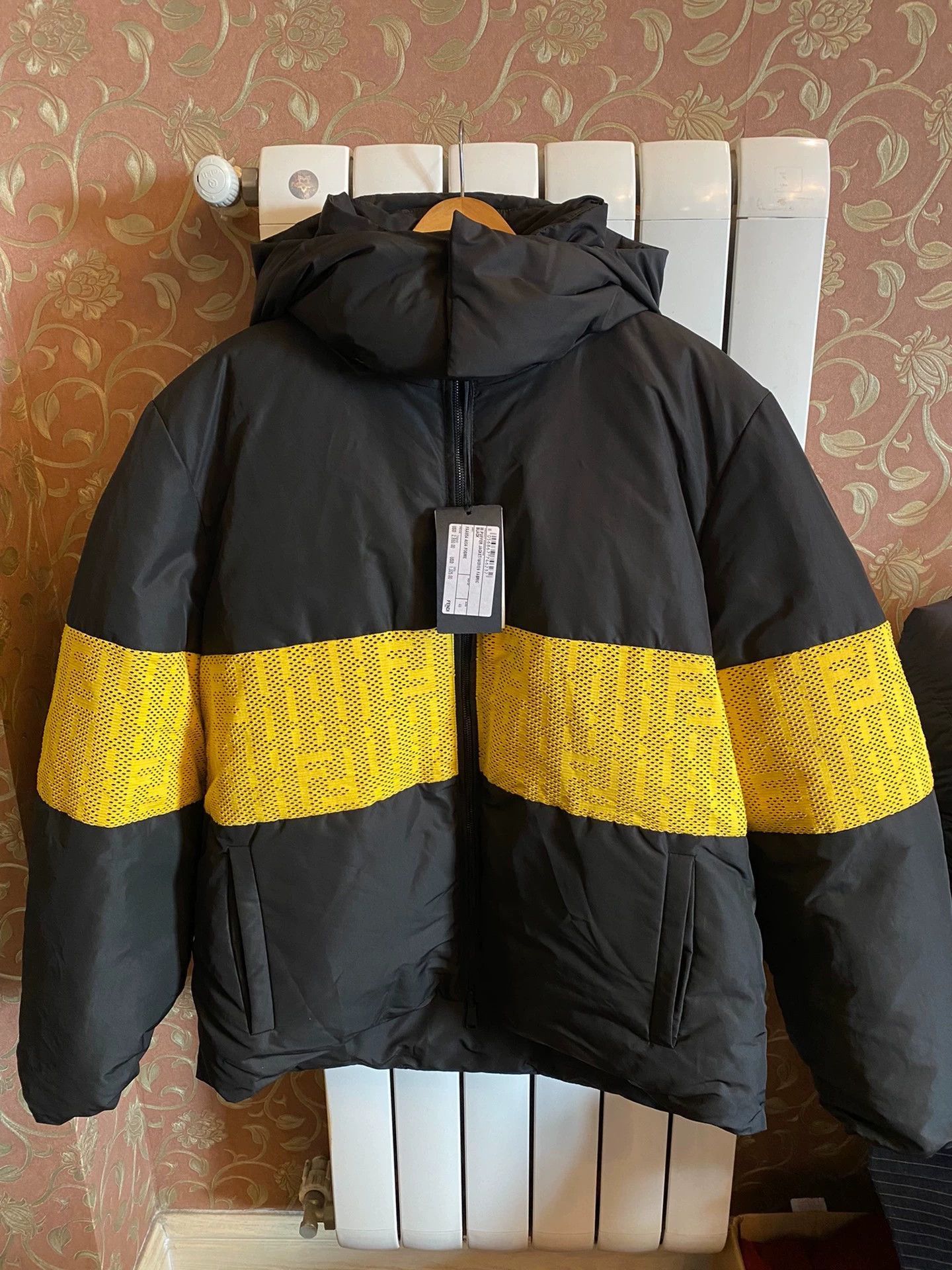 Fendi Hooded Puffy Jacket with Yellow Accent Stripes Size US M / EU 48-50 / 2 - 1 Thumbnail
