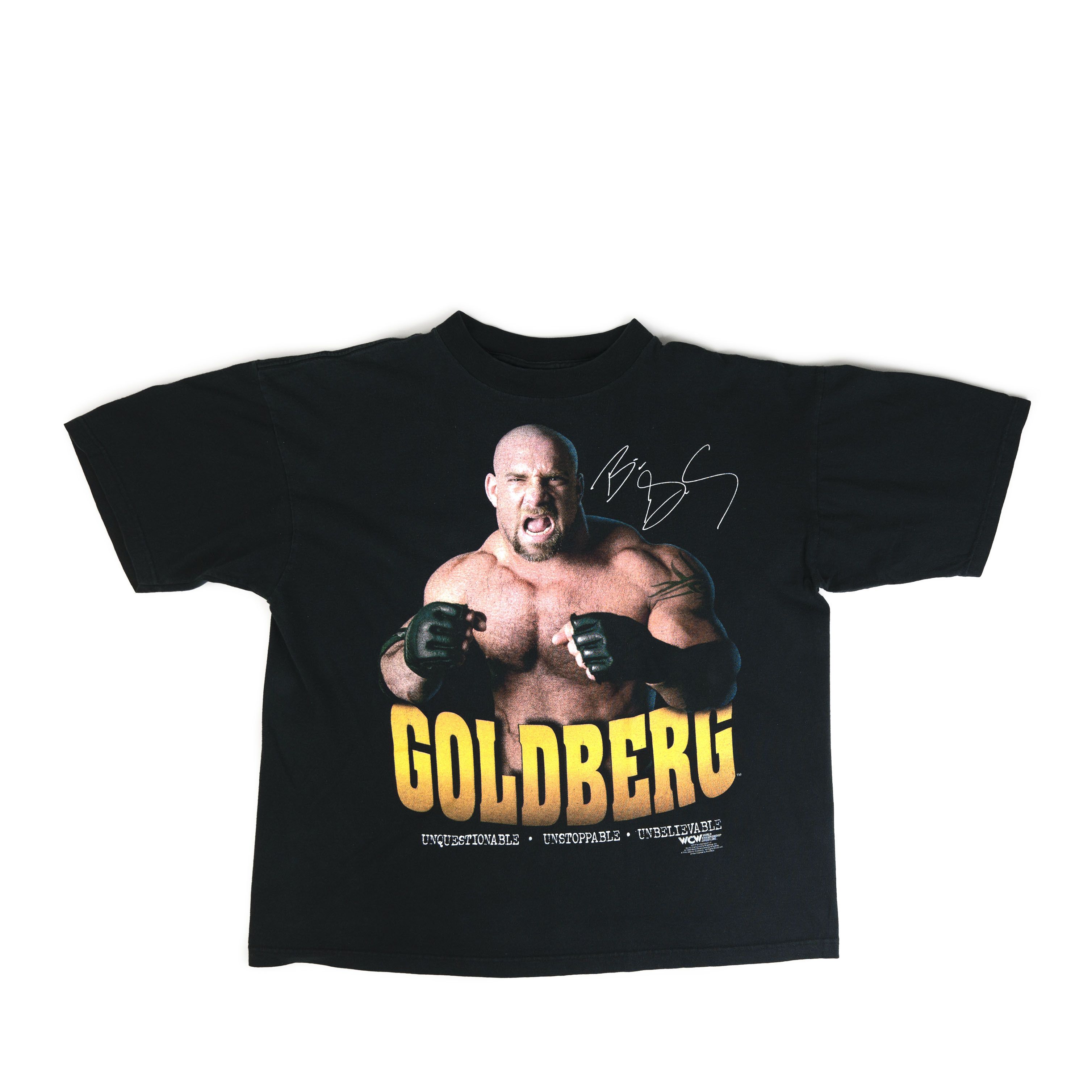 image of Vintage 1998 Wcw Goldberg Tee Shirt in Black, Men's (Size XL)