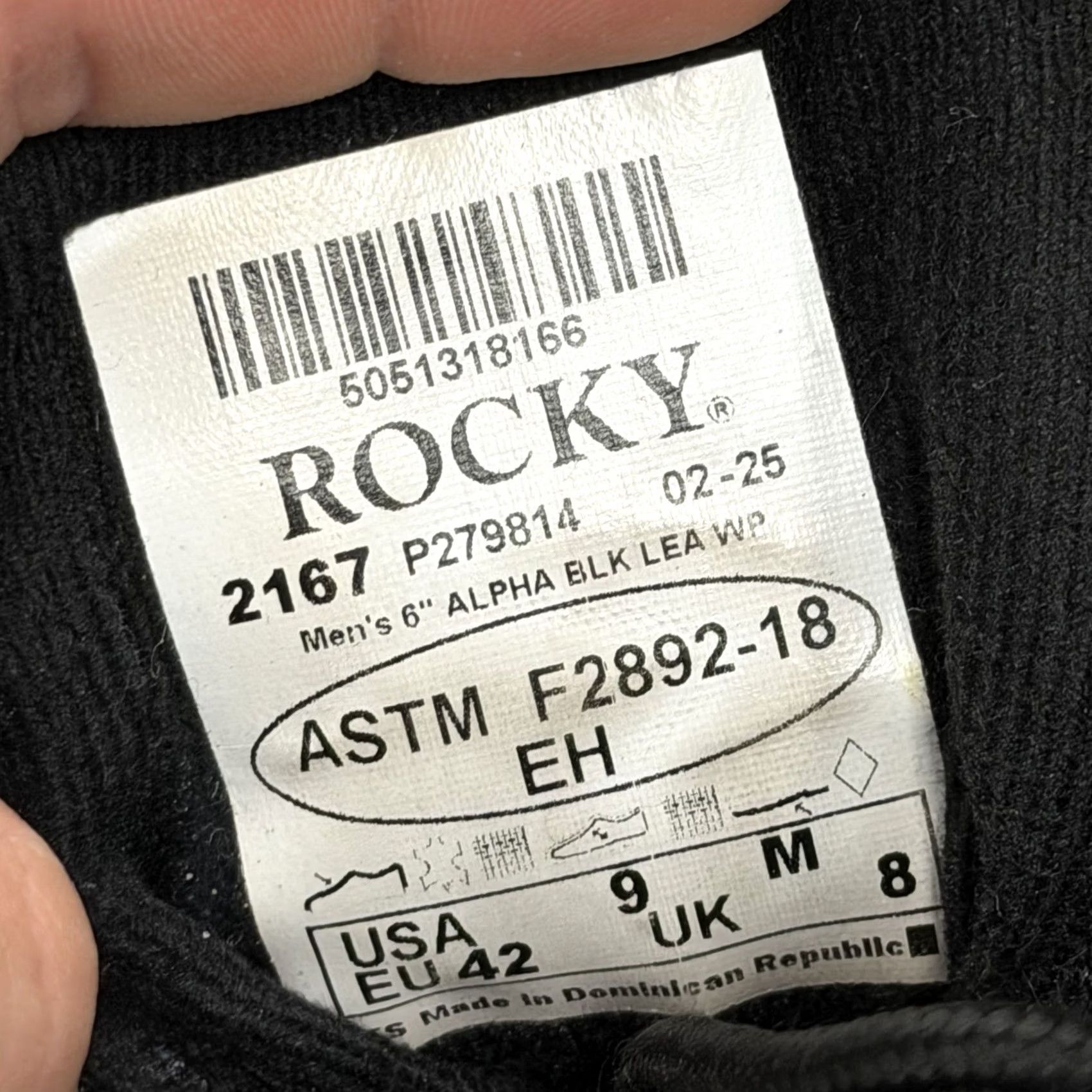 Vintage ROCKY 6" Alpha Force Composite Toe Boots Mens 9M Black Leather Waterproof Boot Leather Combat Ankle 9Mens Black RockY S2V Size US 9 / EU 42 - 2 Thumbnail