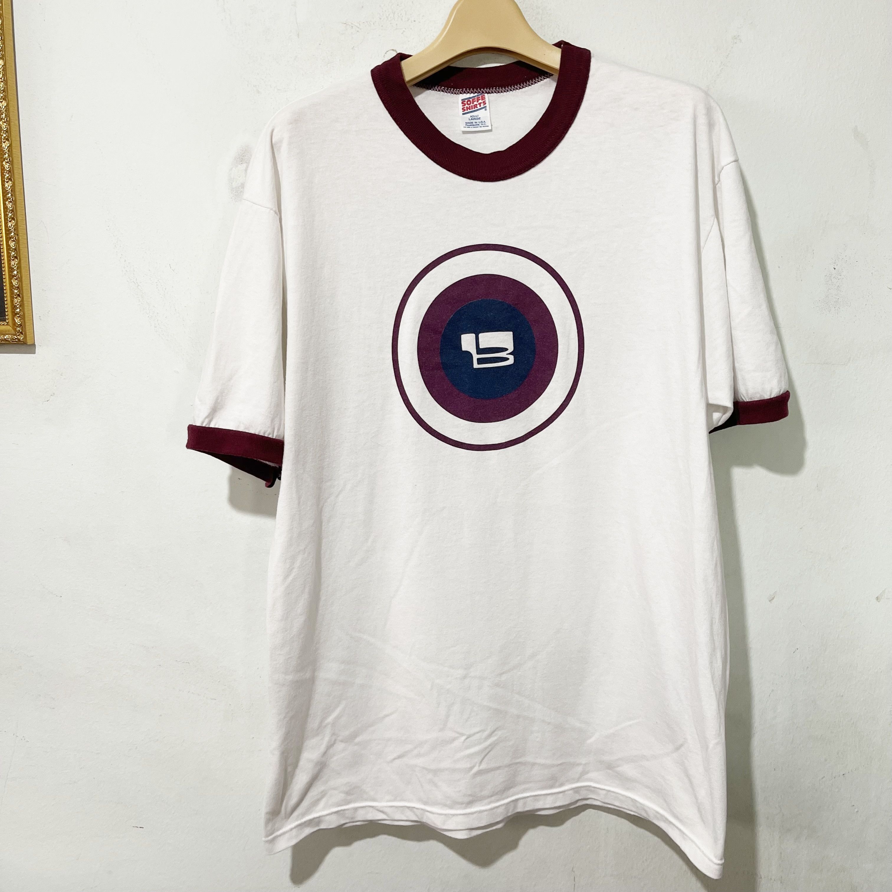 Vintage Vintage 90s B Logo Ringer Tee Size US L / EU 52-54 / 3 - 1 Thumbnail