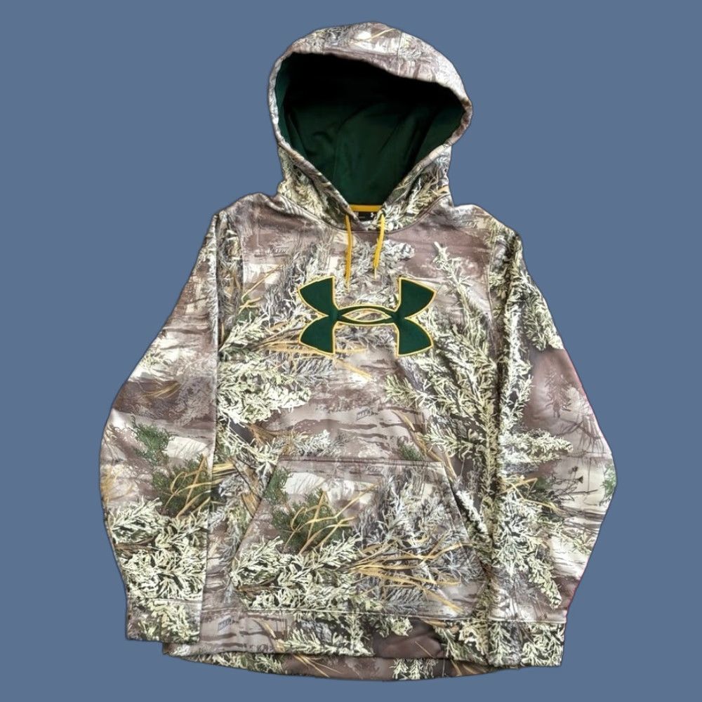 Under Armour VINTAGE Under Armour Mens Hoodie Camouflage Camouflage Pattern Pullover Drawstring Regular M Brown Short Sleeves? Size US M / EU 48-50 / 2 - 1 Thumbnail