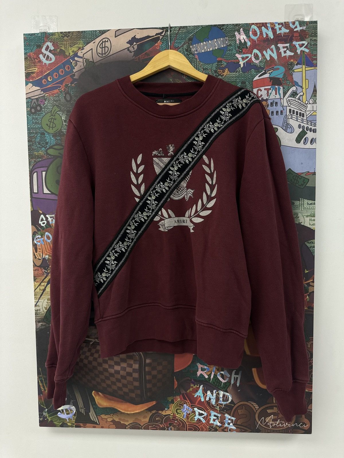 image of Amiri Sweatshirt Crewneck Maroon Burgundy Small, Men's