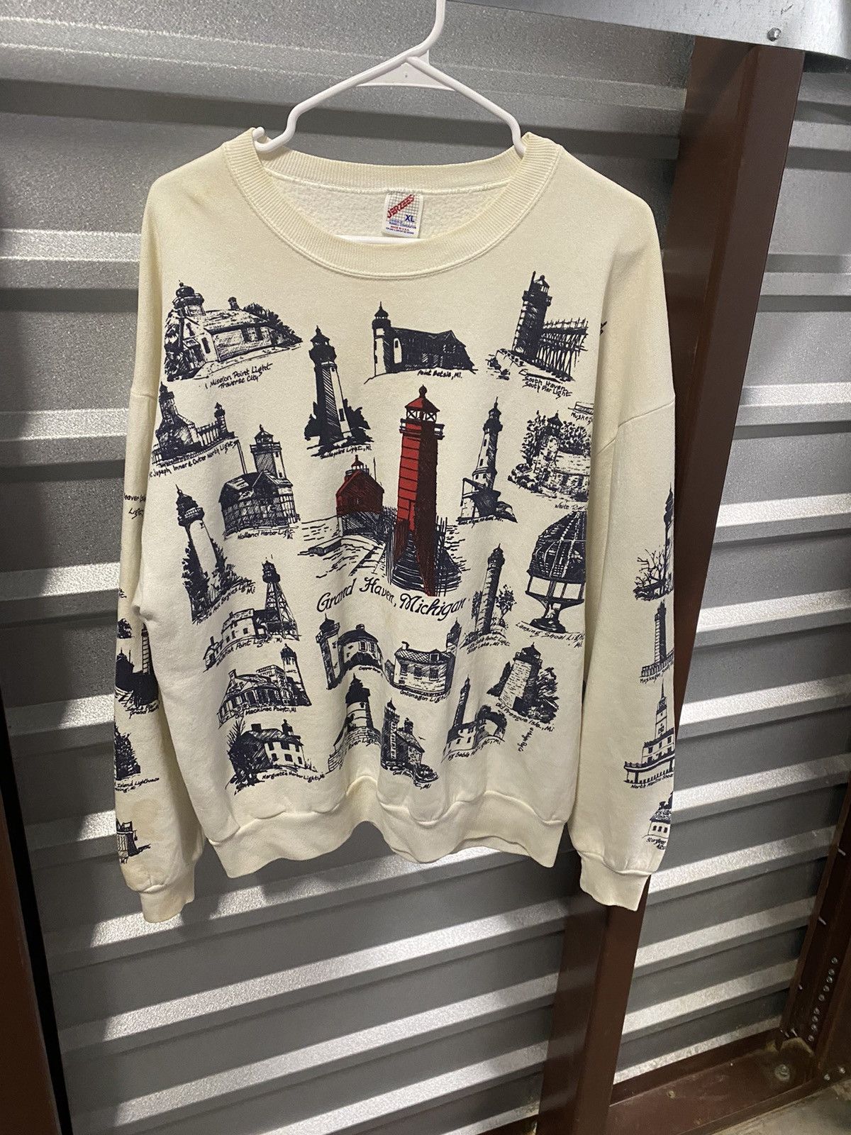 Jerzees × Vintage 1980’s Lighthouse AOP Swearshirt Size US XL / EU 56 / 4 - 1 Thumbnail