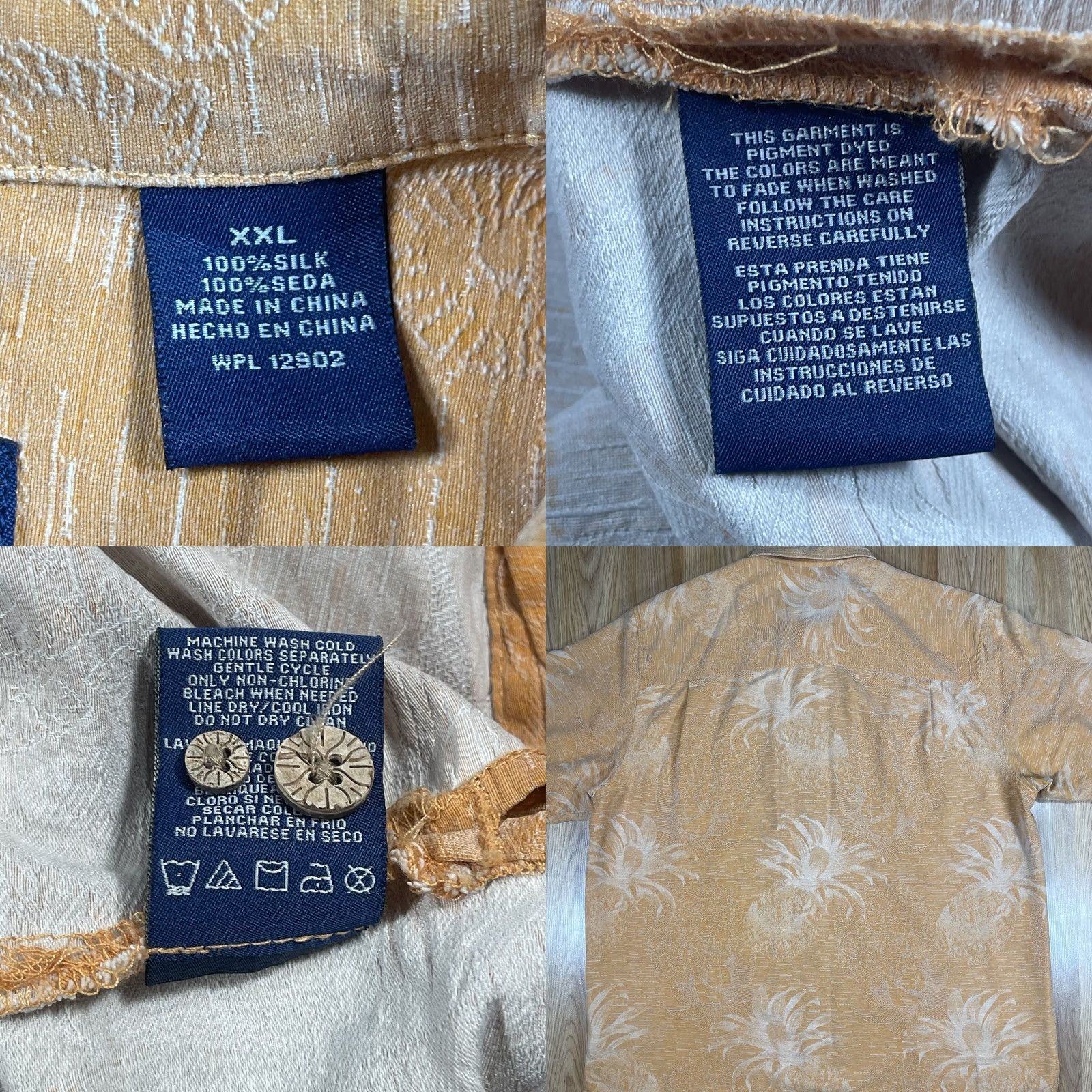 Vintage Caribbean Joe Shirt Mens XXL 100% Silk Button Up Hawaiian Extra Extra Large Size US XXL / EU 58 / 5 - 8 Thumbnail