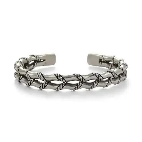 Jewelry × Sterling Silver Double Layer Bamboo Bracelet Size ONE SIZE - 3 Thumbnail