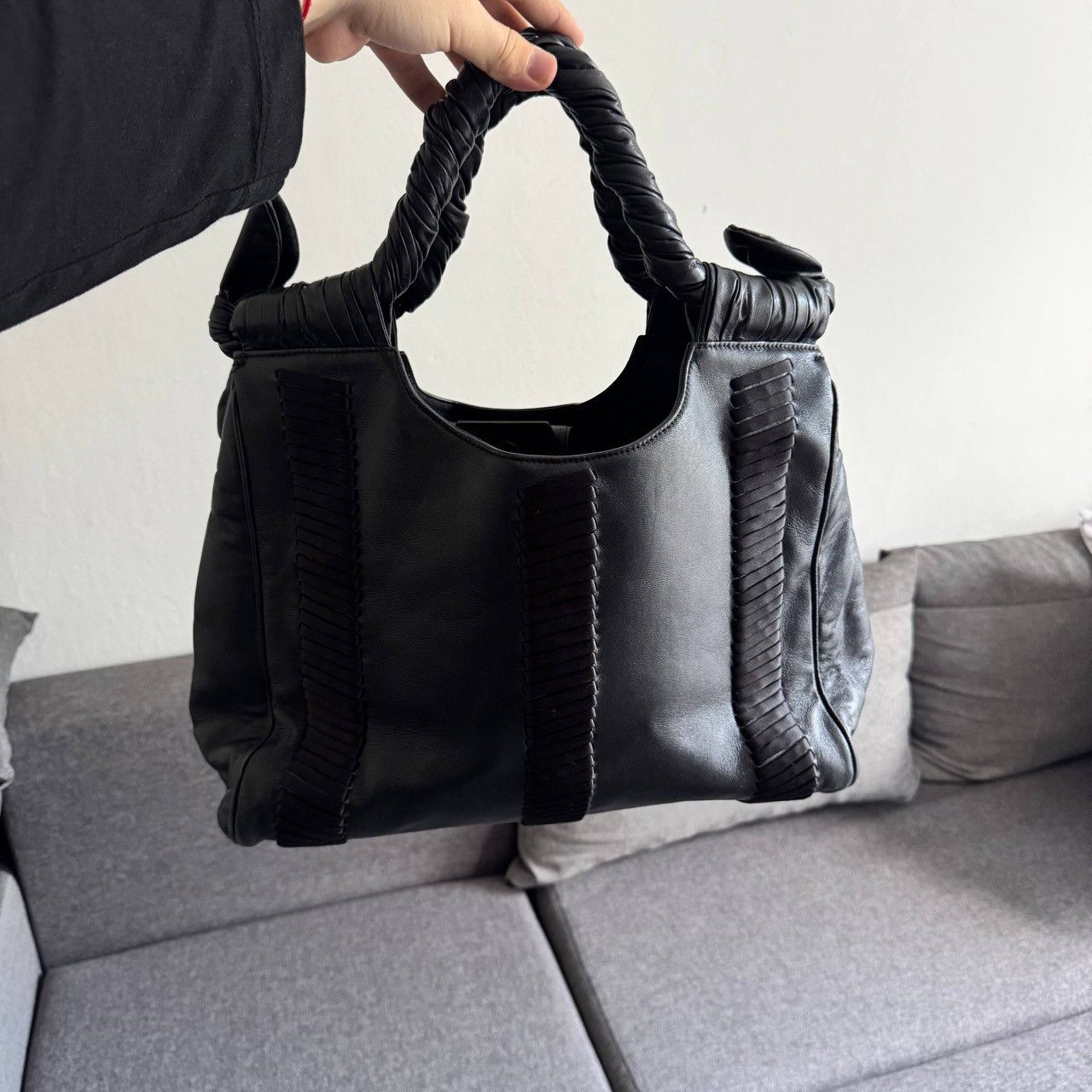 Giorgio Armani Giorgio Armani Black Oversized Leather Daily Bag Size ONE SIZE - 4 Thumbnail