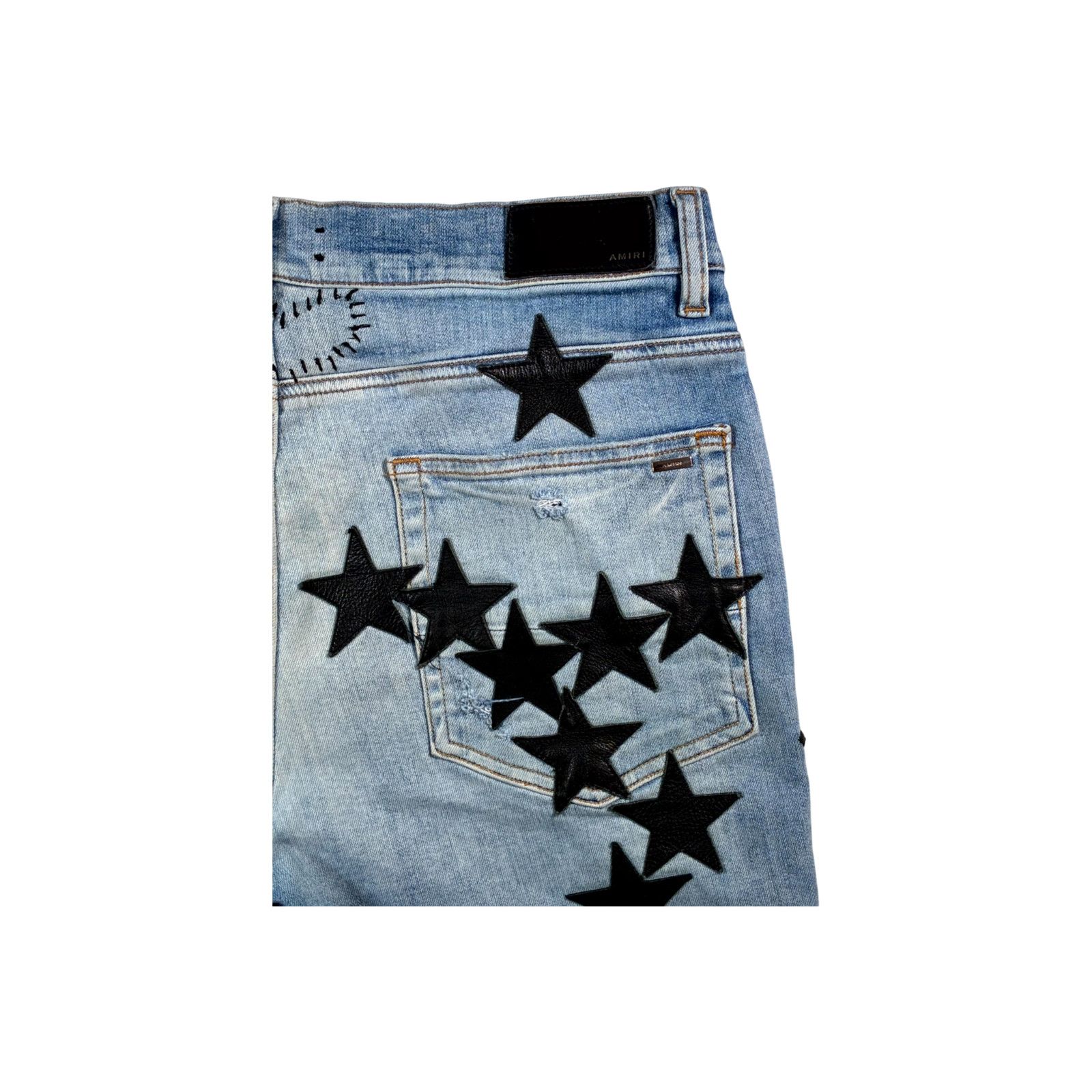 Amiri Amiri Chemist Stars Light Wash & Black Jeans Size US 34 / EU 50 - 3 Thumbnail