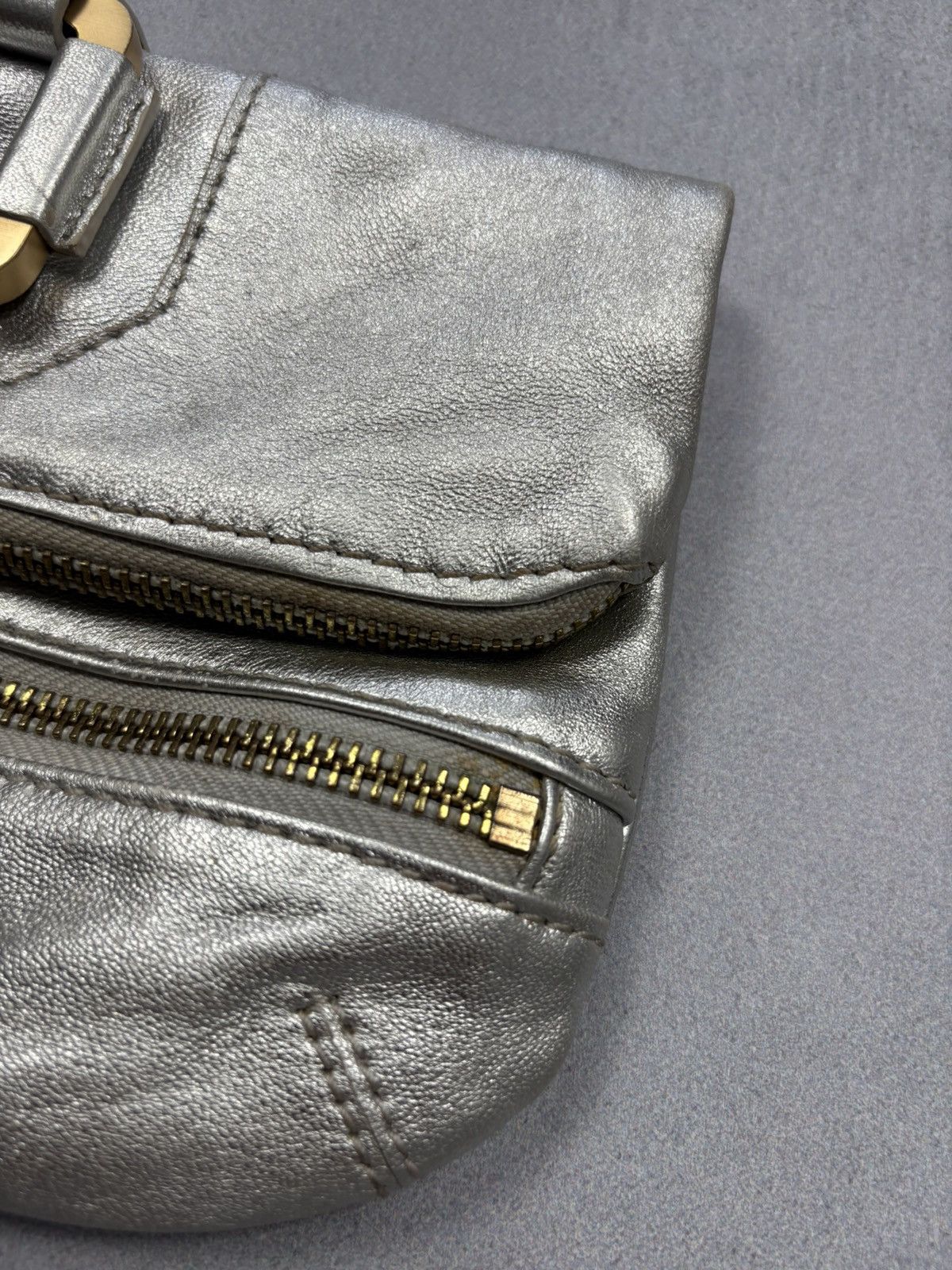 Jimmy Choo Jimmy Choo Metallic Silver Wristlet Clutch Bag Leather Size ONE SIZE - 5 Thumbnail