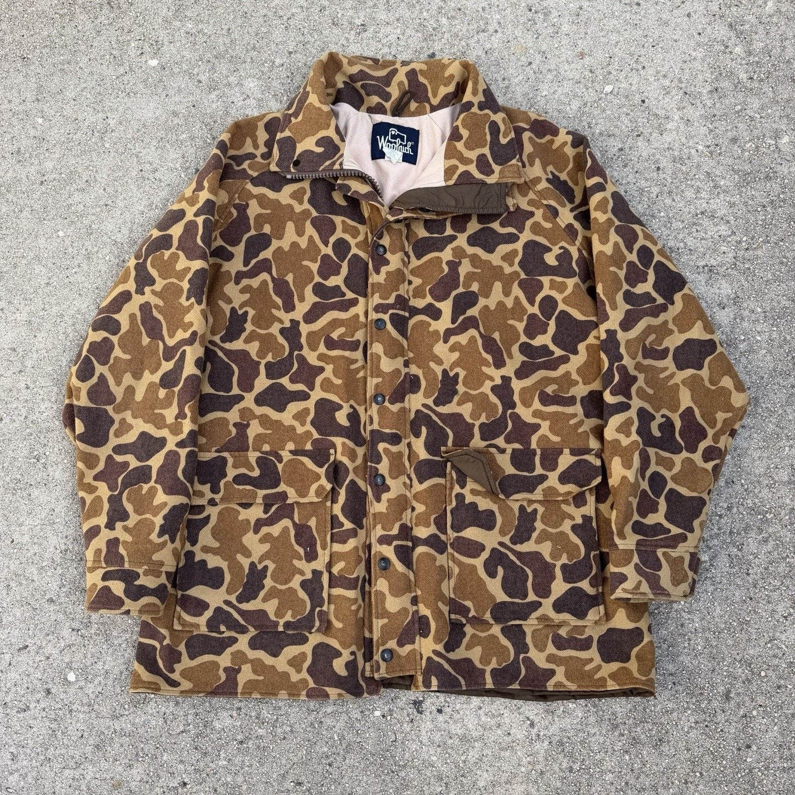 Vintage × Woolrich Woolen Mills Vintage 80s Woolrich Gore-Tex Frogskin Camo Wool Jacket Size US L / EU 52-54 / 3 - 1 Thumbnail